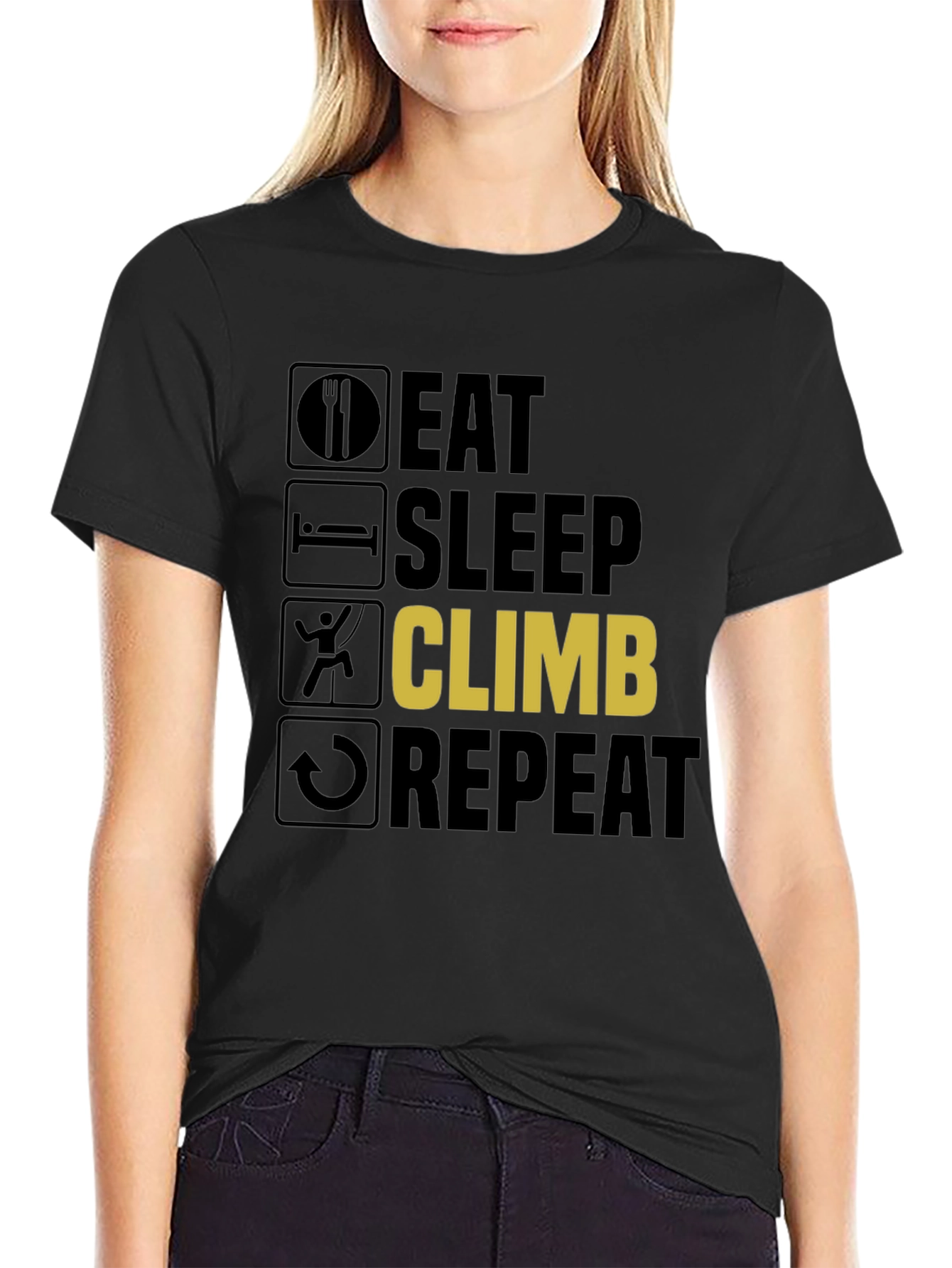 Black Eat Sleep Climb Repeat T-Shirt - Climbing Enthusiast view 2