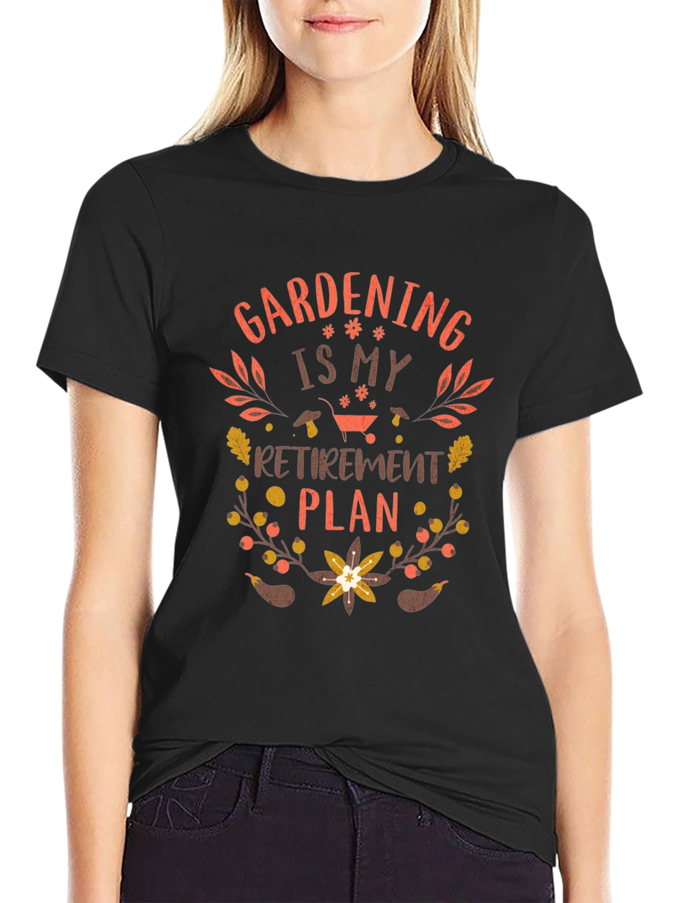 Black Gardening Retirement Plan Graphic T-Shirt view 2