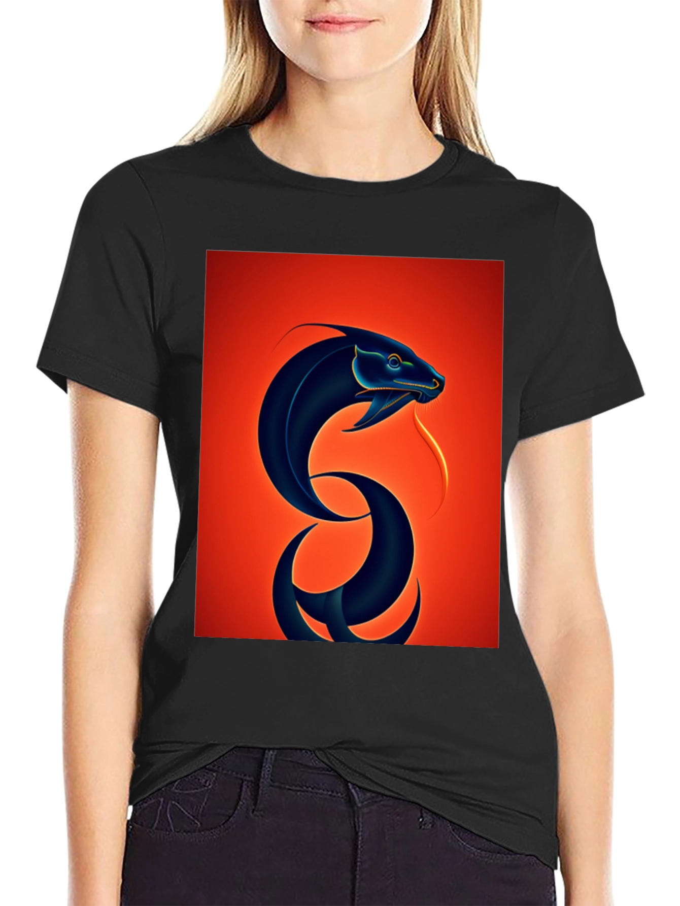 Black Snake Graphic Tee - Bold Serpent Design view 2
