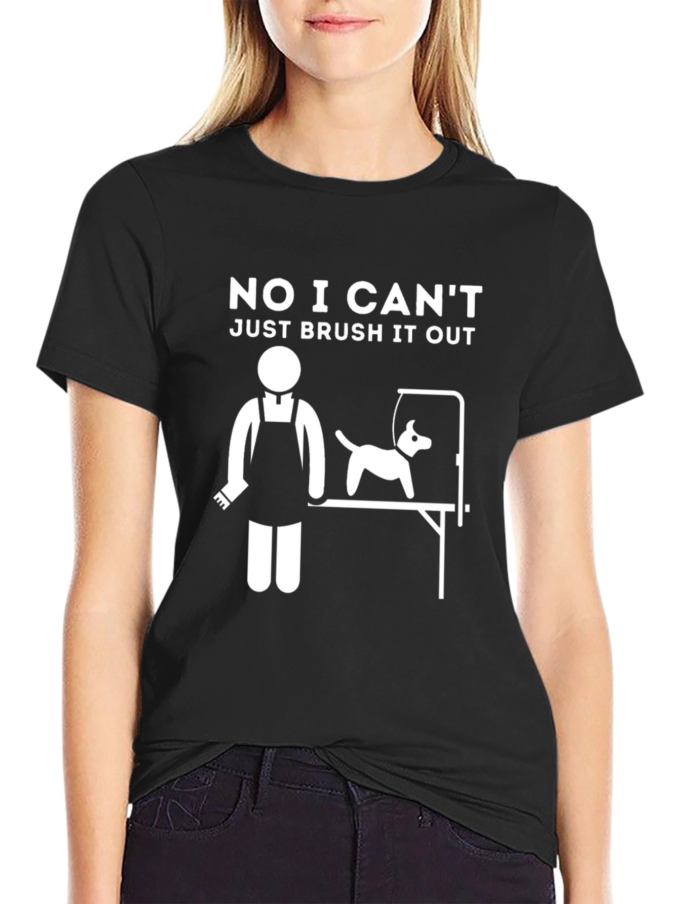 Black Dog Groomer T-Shirt - Brush It Out Funny Tee view 2