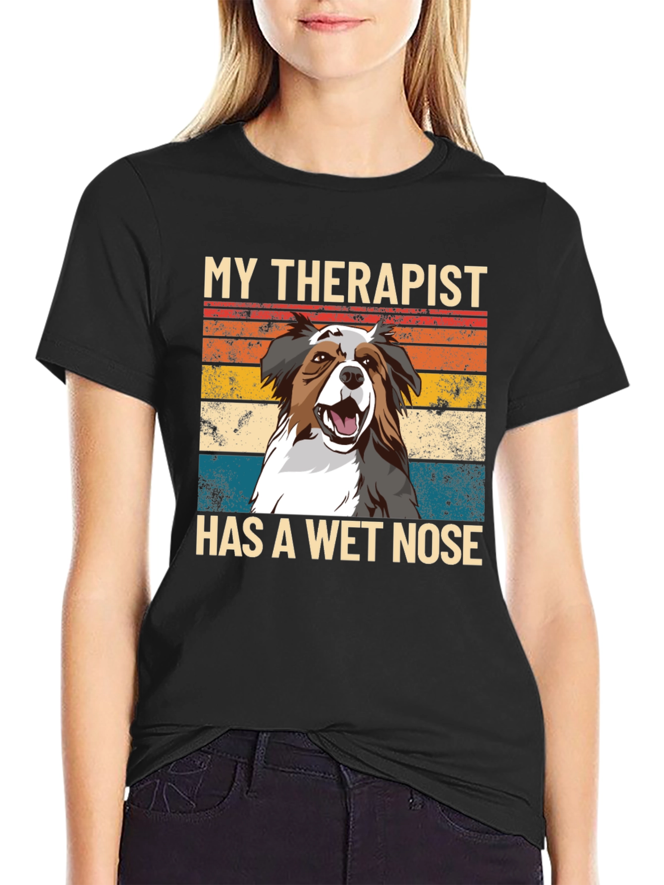 Black My Therapist Has A Wet Nose T-Shirt view 2