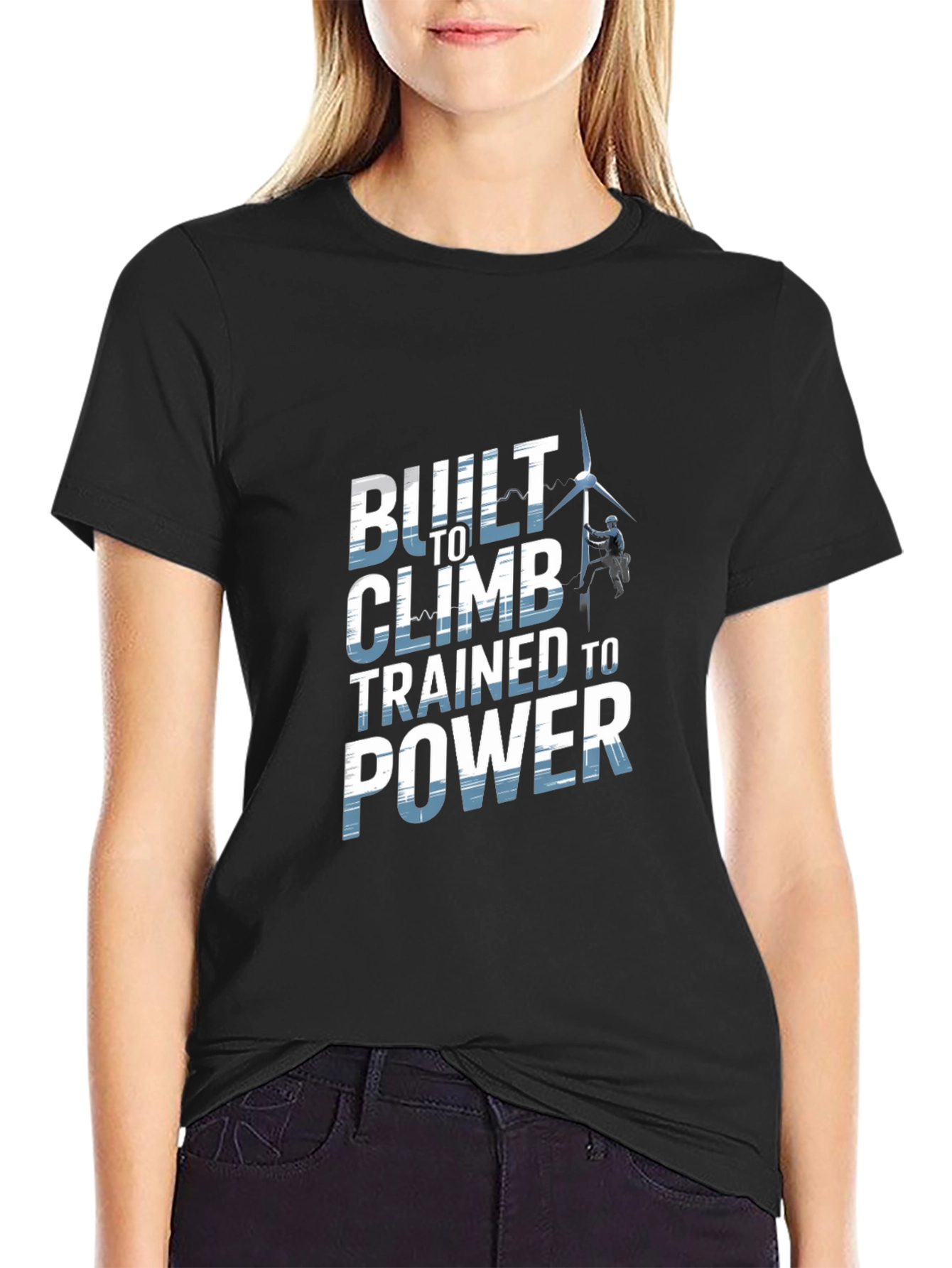 Black Built To Climb T-Shirt - Power Lineman Tee view 2
