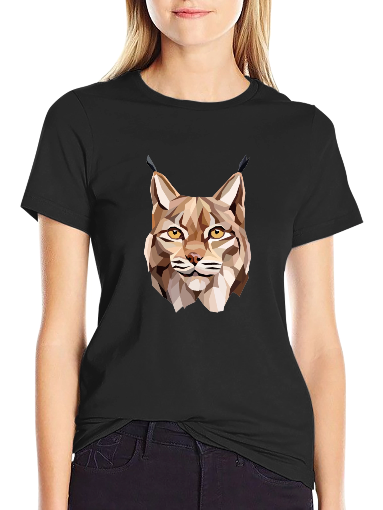 Black Geometric Lynx Graphic T-Shirt - Black view 2