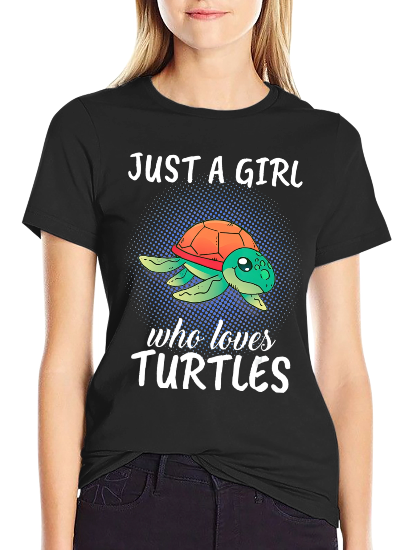 Black Just A Girl Who Loves Turtles T-Shirt view 2