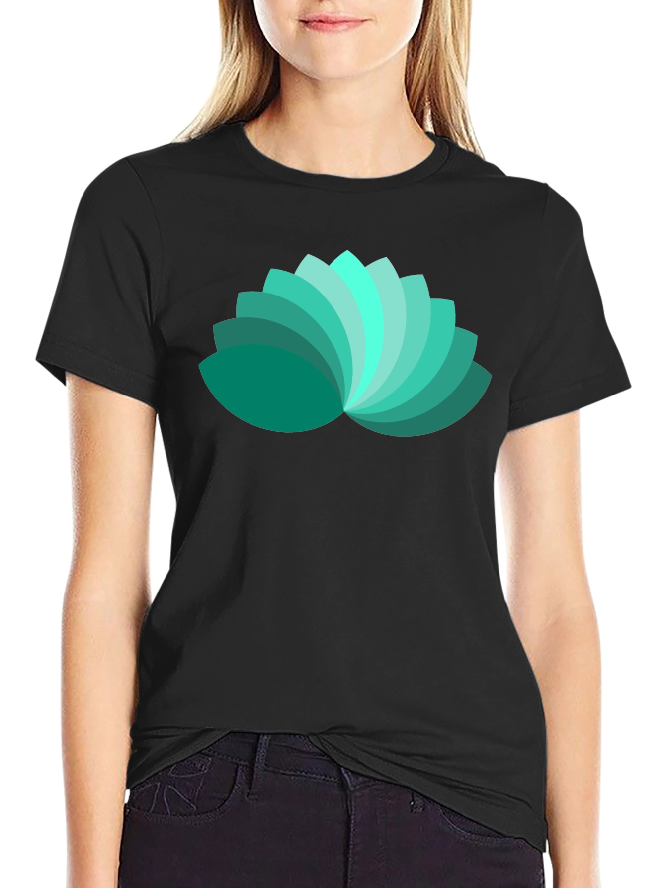 Black Lotus Petal Graphic Black T-Shirt view 2
