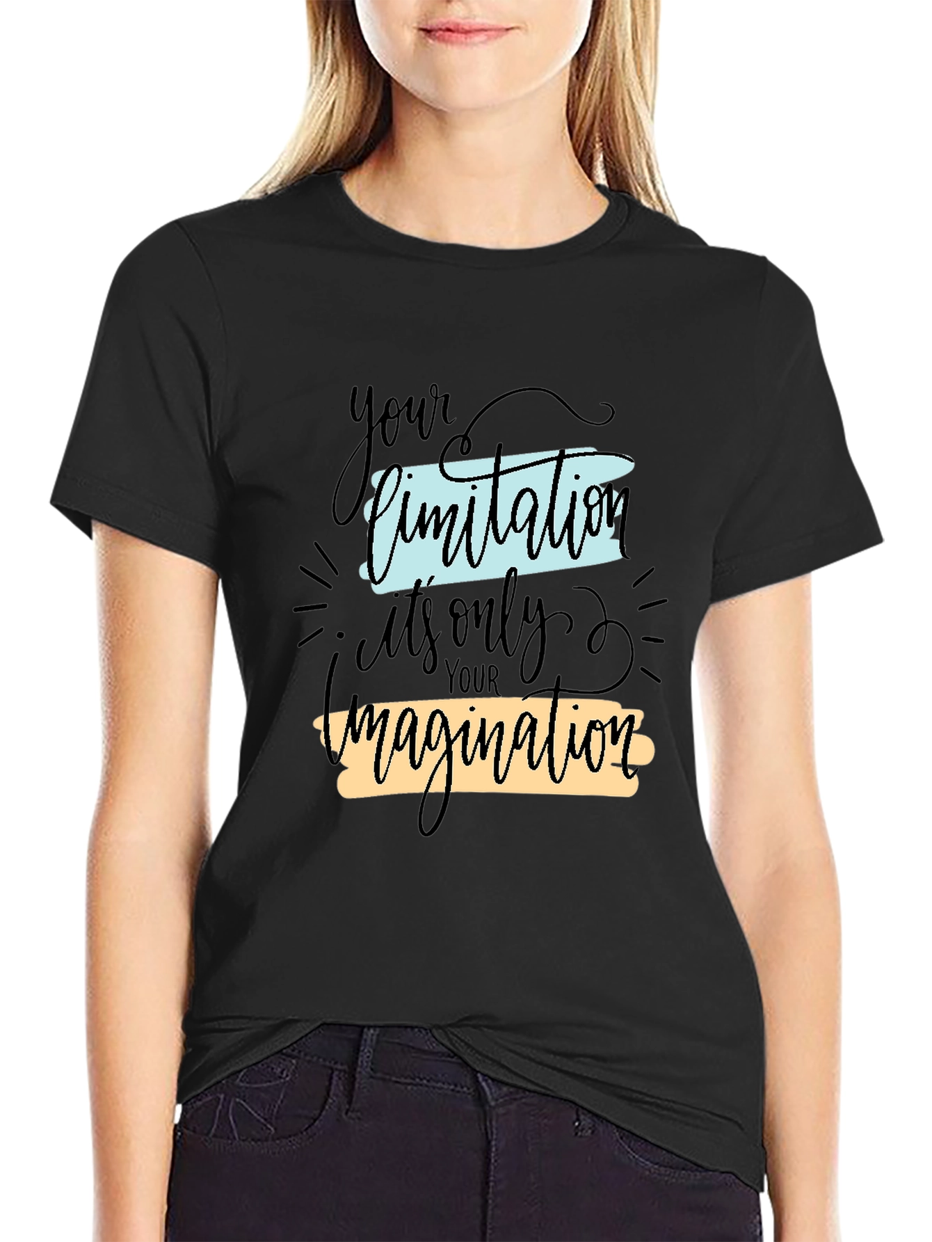 Black Inspirational Graphic Tee - Your Limitation Imagination view 2