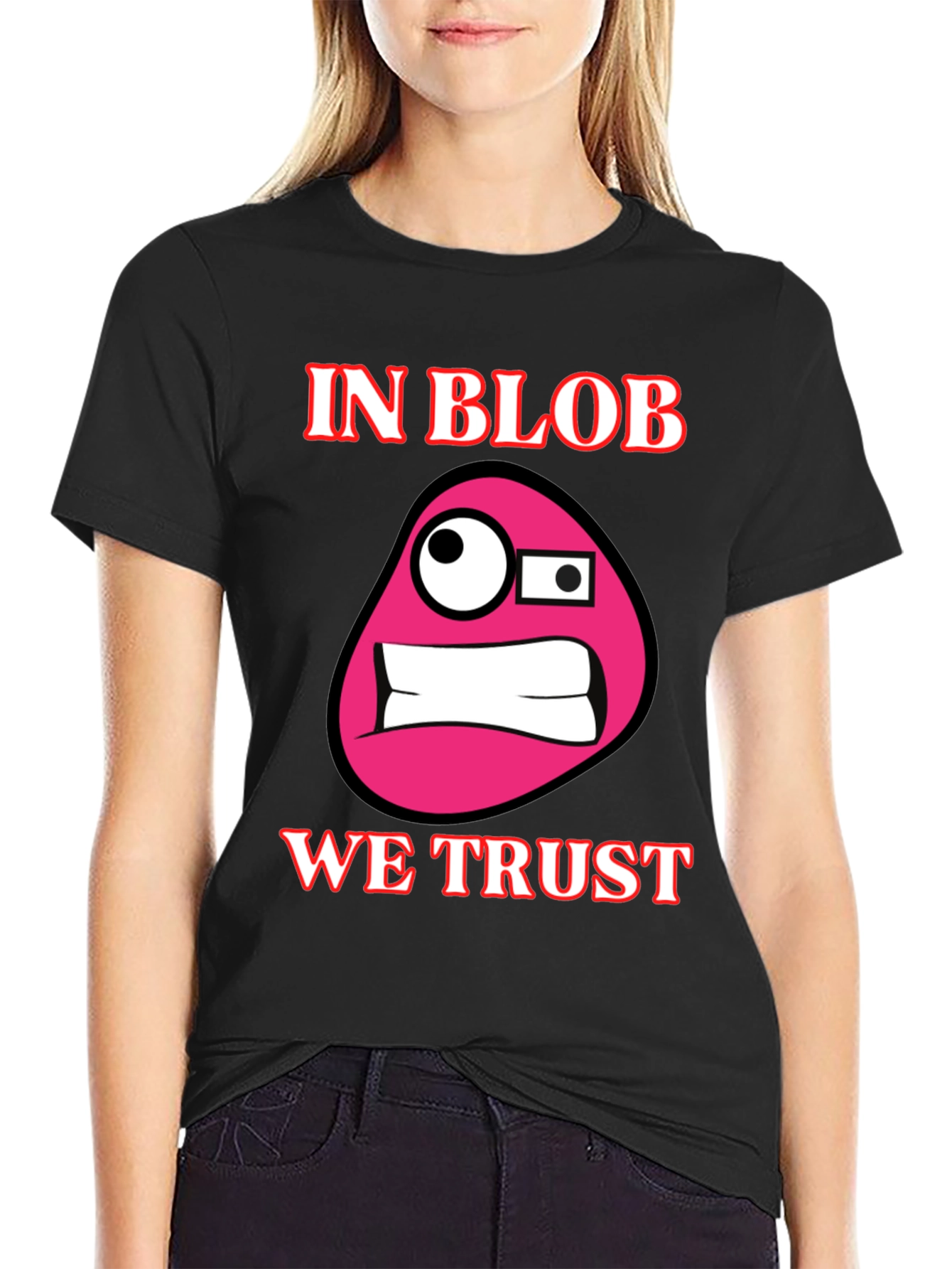 Black In Blob We Trust Funny Graphic Tee view 2