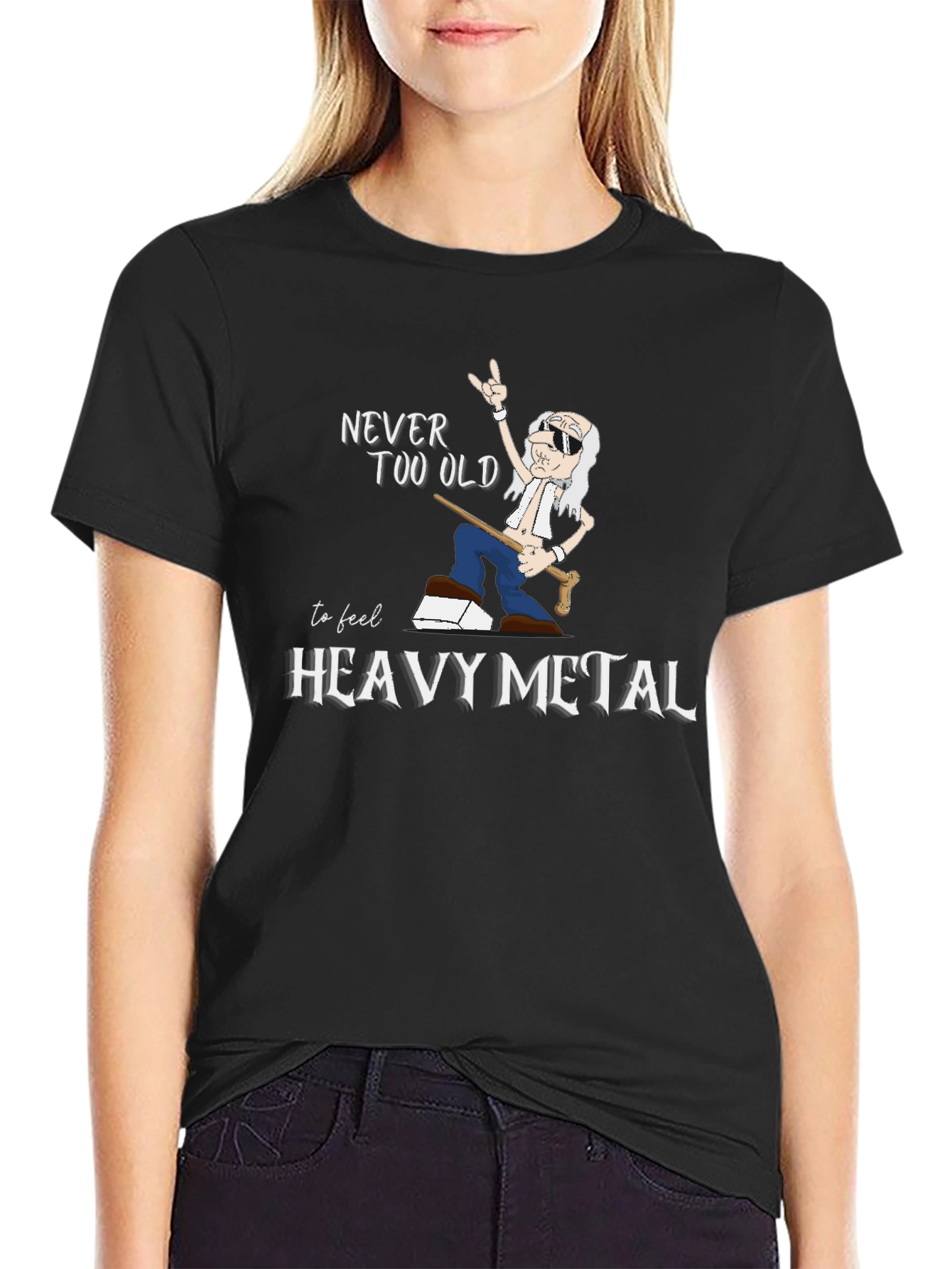 Black Never Too Old Heavy Metal Graphic T-Shirt view 2