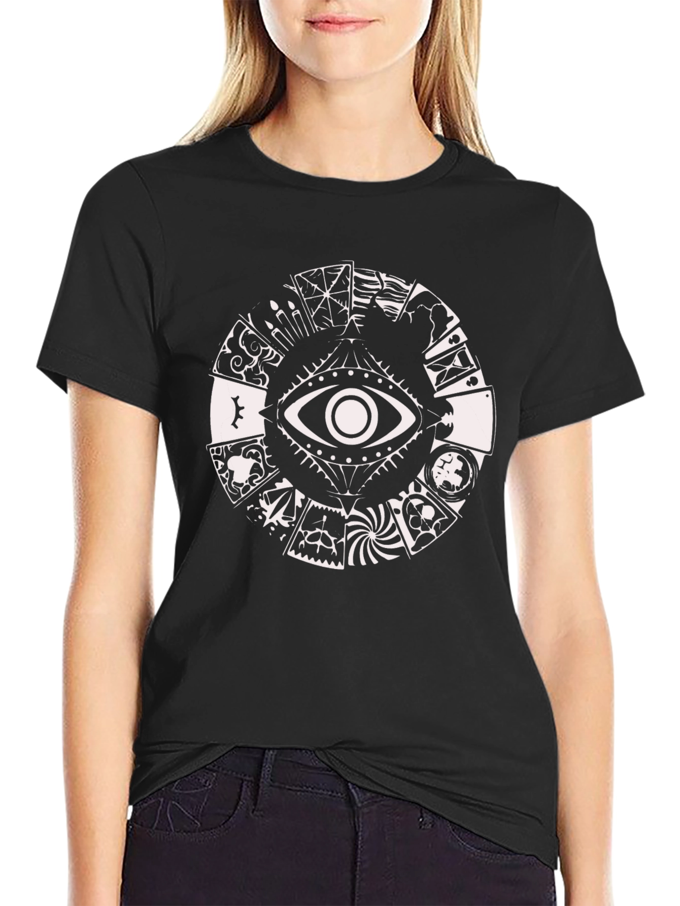 Black Mystic Eye Graphic T-Shirt - Unisex Cotton Tee view 2