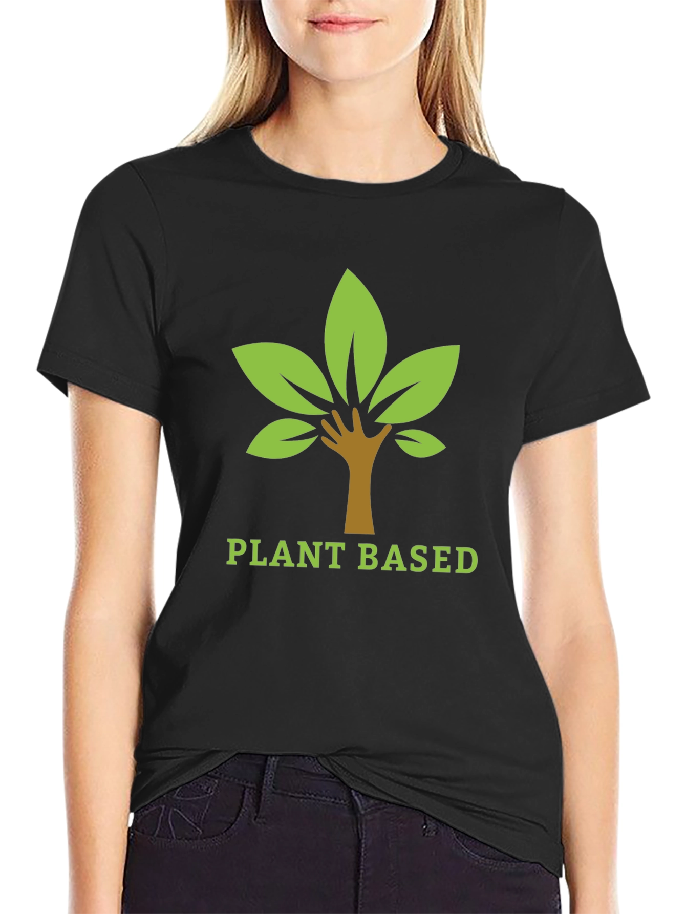Black Plant Based T-Shirt: Nature-Inspired Design view 2