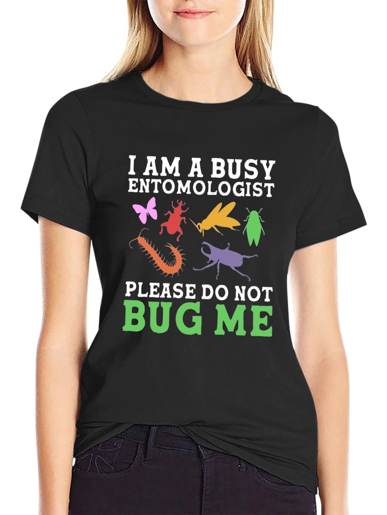 Black Busy Entomologist Graphic T-Shirt view 2