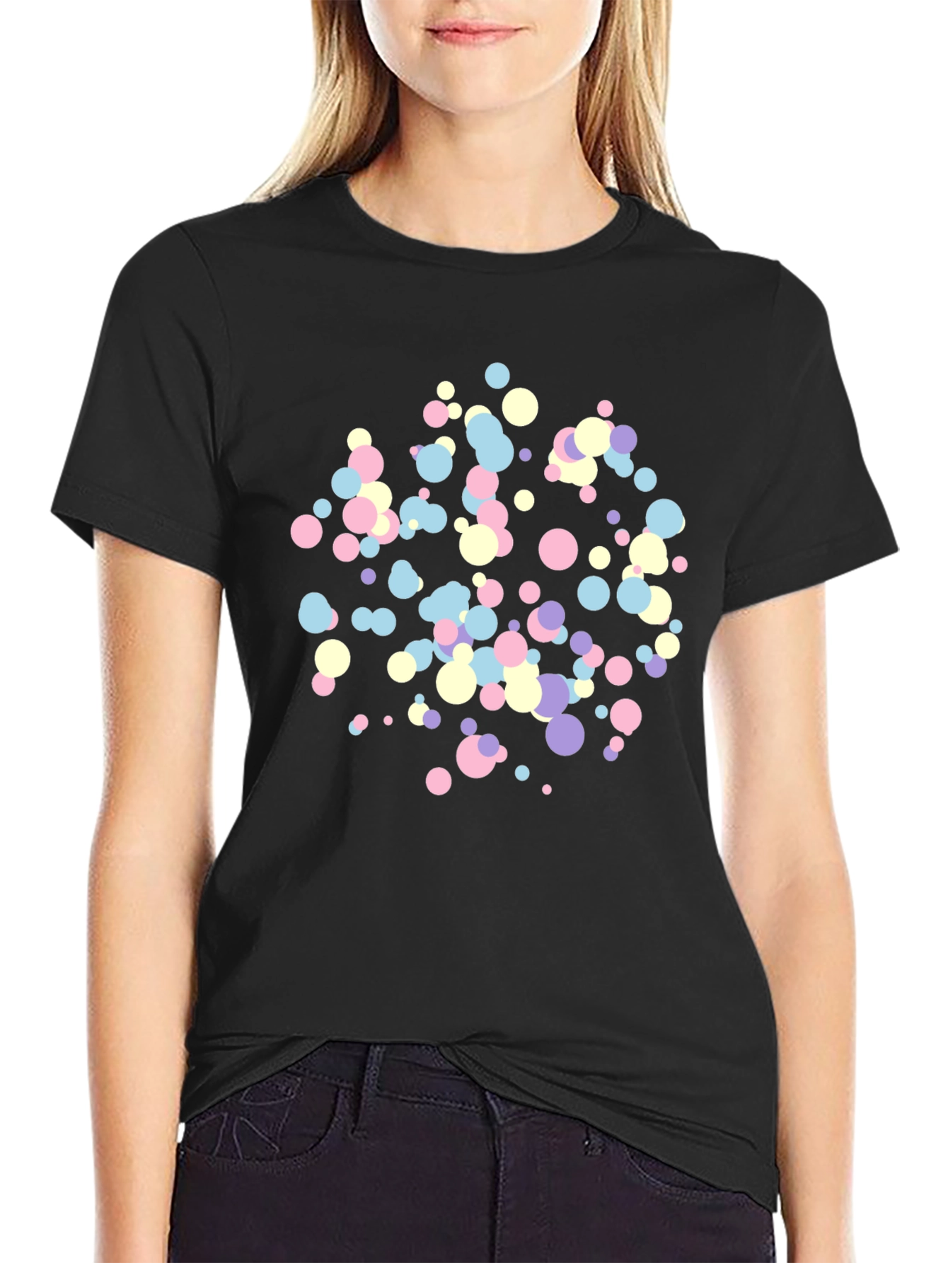 Black Confetti Dot Black T-Shirt view 2