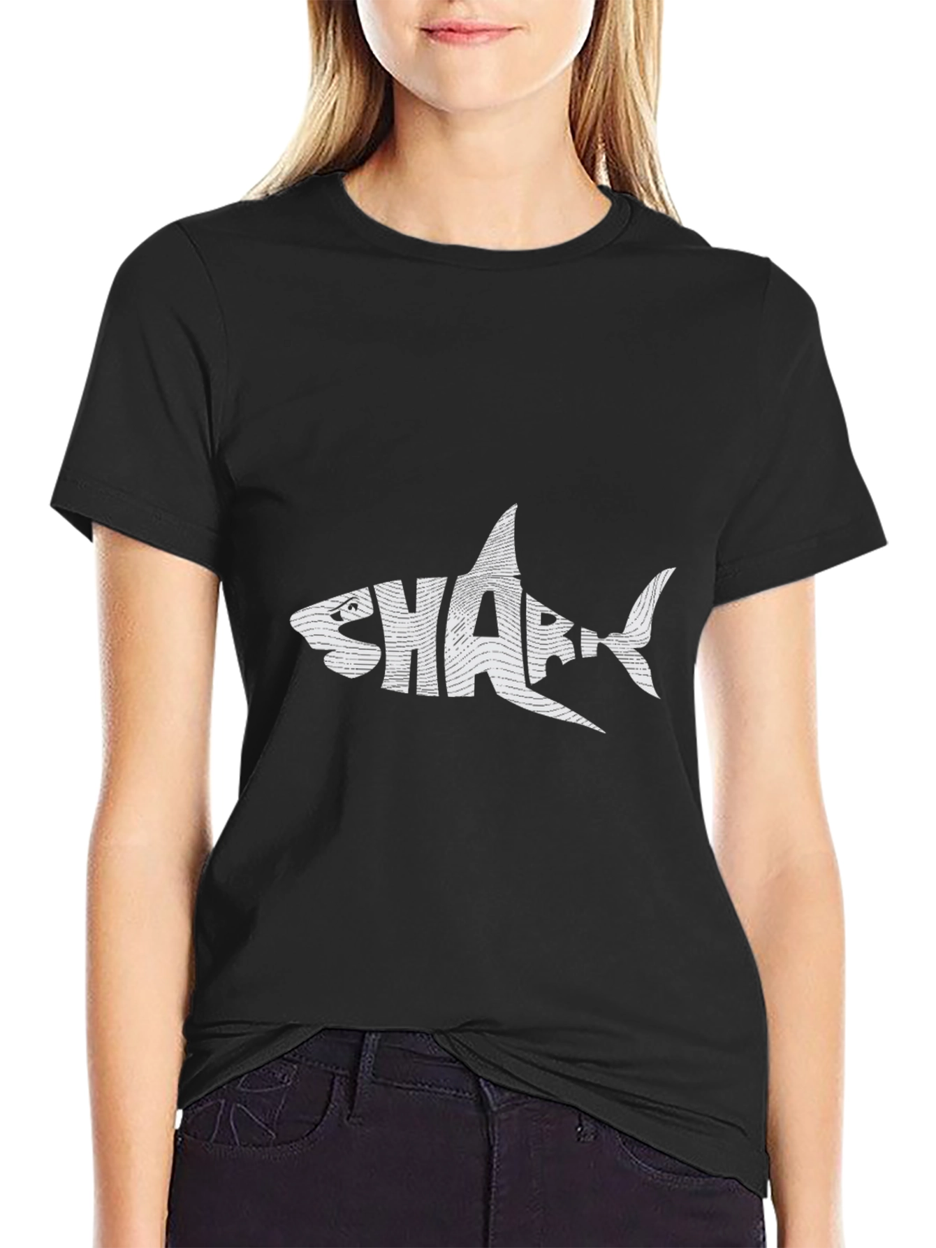 Black Shark Graphic Tee - Stylish Black T-Shirt view 2
