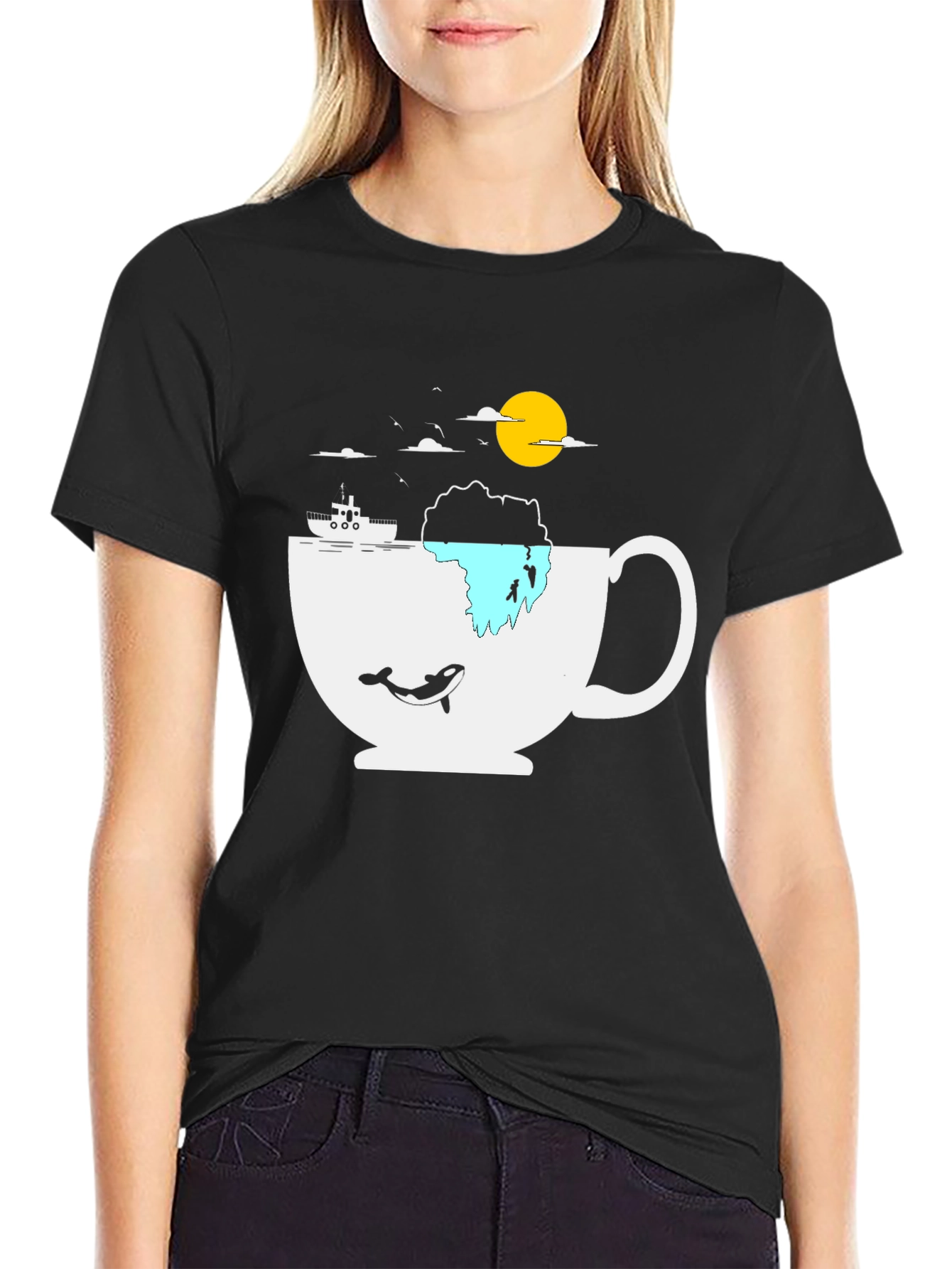 Black Ocean Cup Graphic Tee view 2