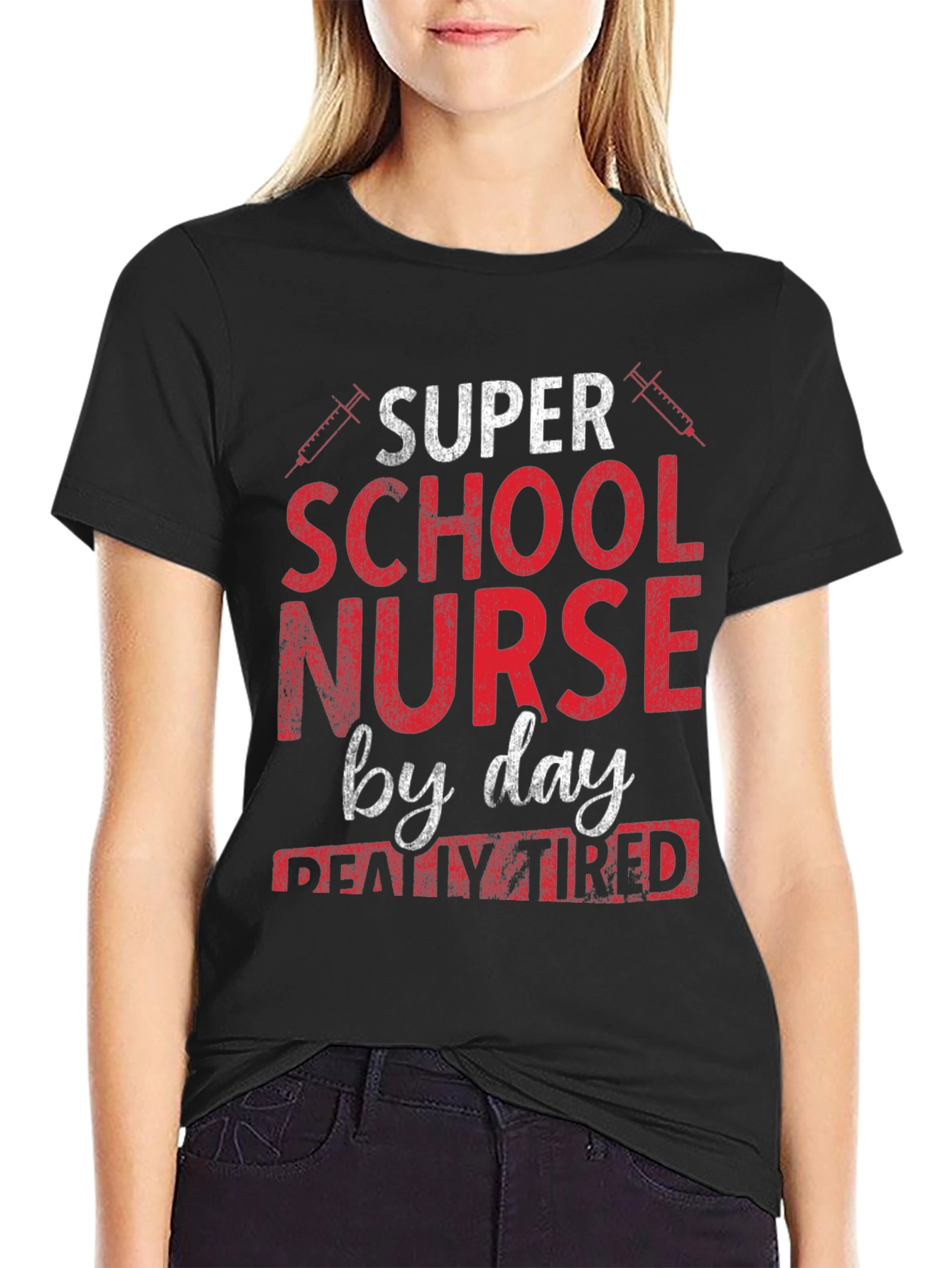 Black Super School Nurse T-Shirt view 2