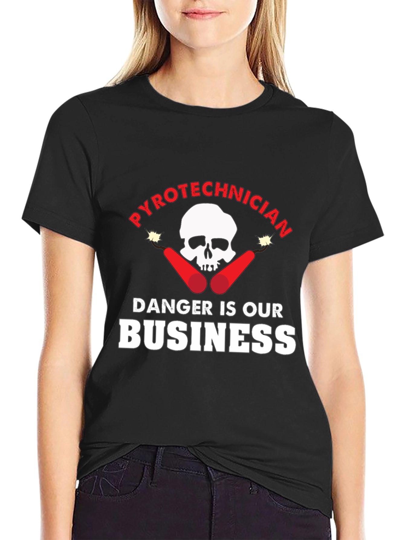 Black Pyrotechnician Danger is Our Business T-Shirt view 2