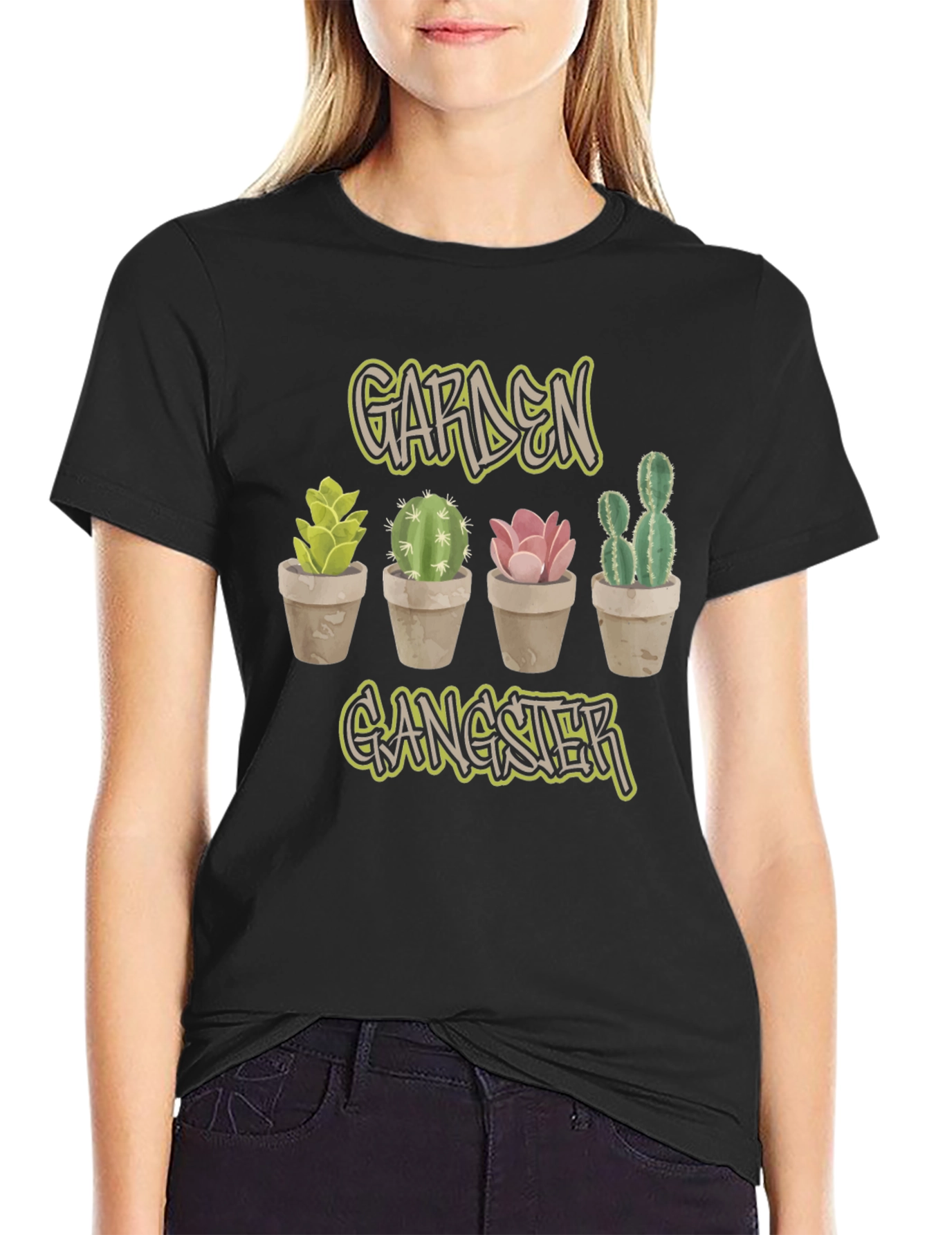 Black Garden Gangster Cactus Tee view 2