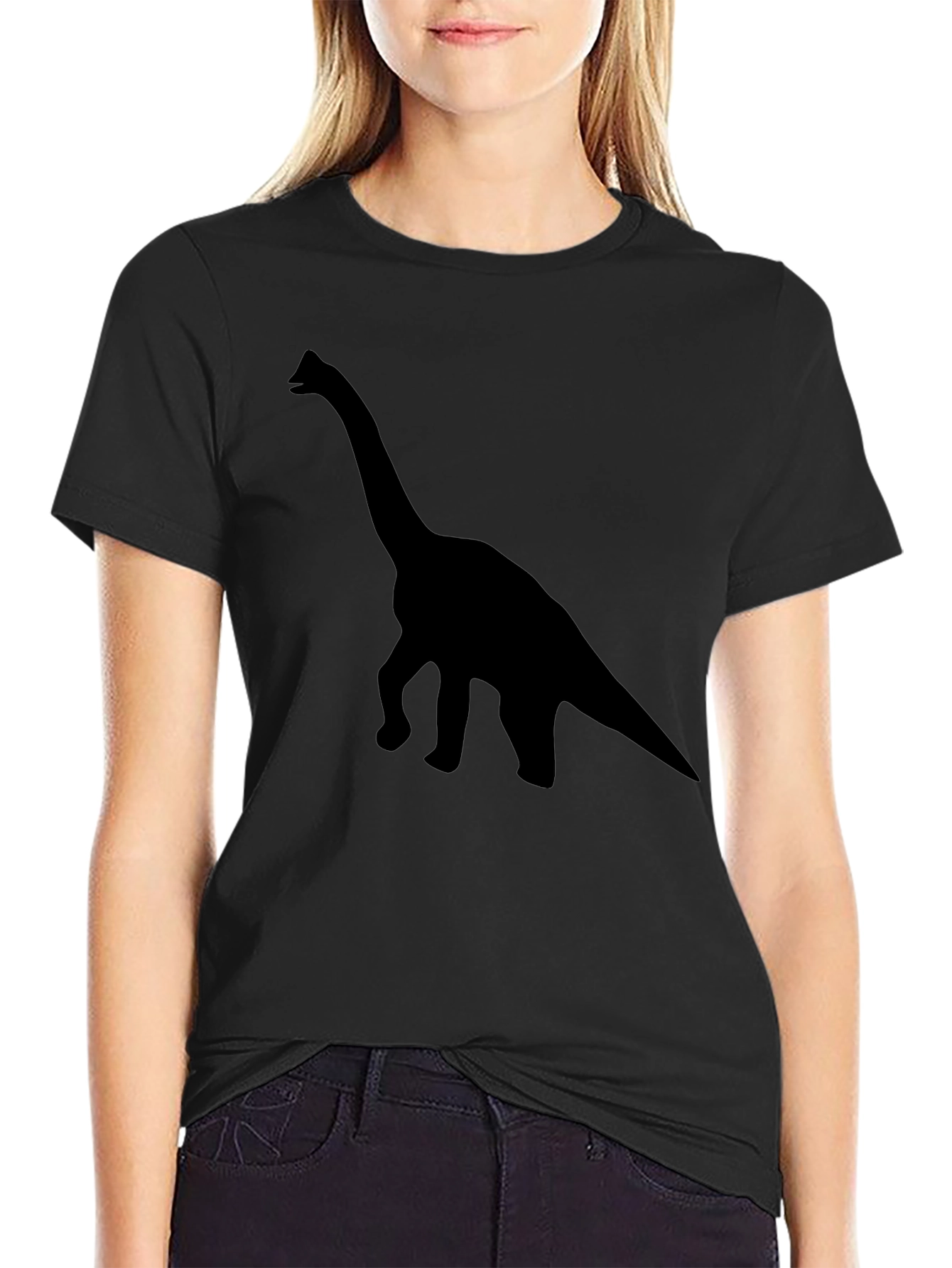 Black Dino Silhouette Tee - Stylish Black Cotton Shirt view 2