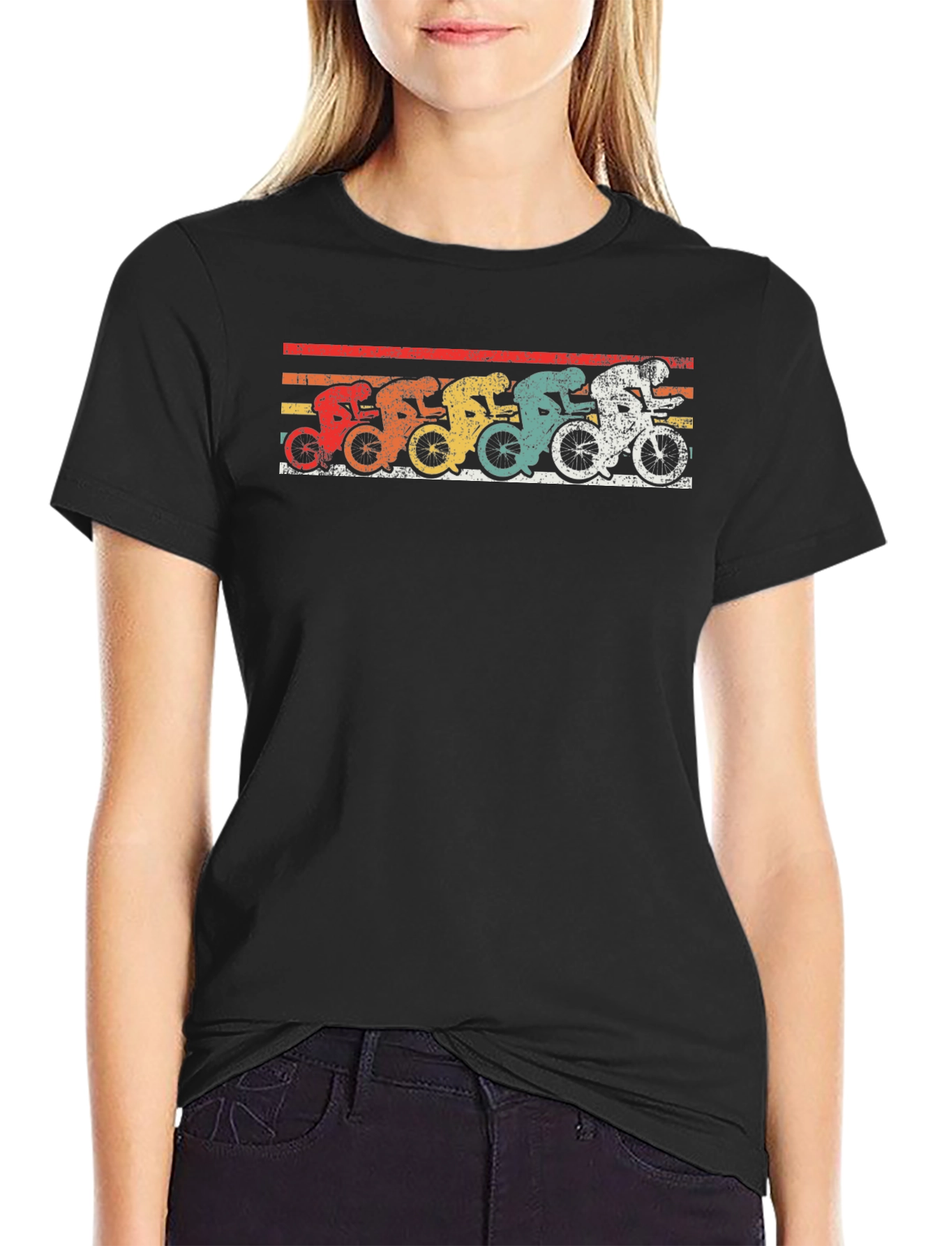 Black Retro Cycling T-Shirt - Vintage Biker Design view 2