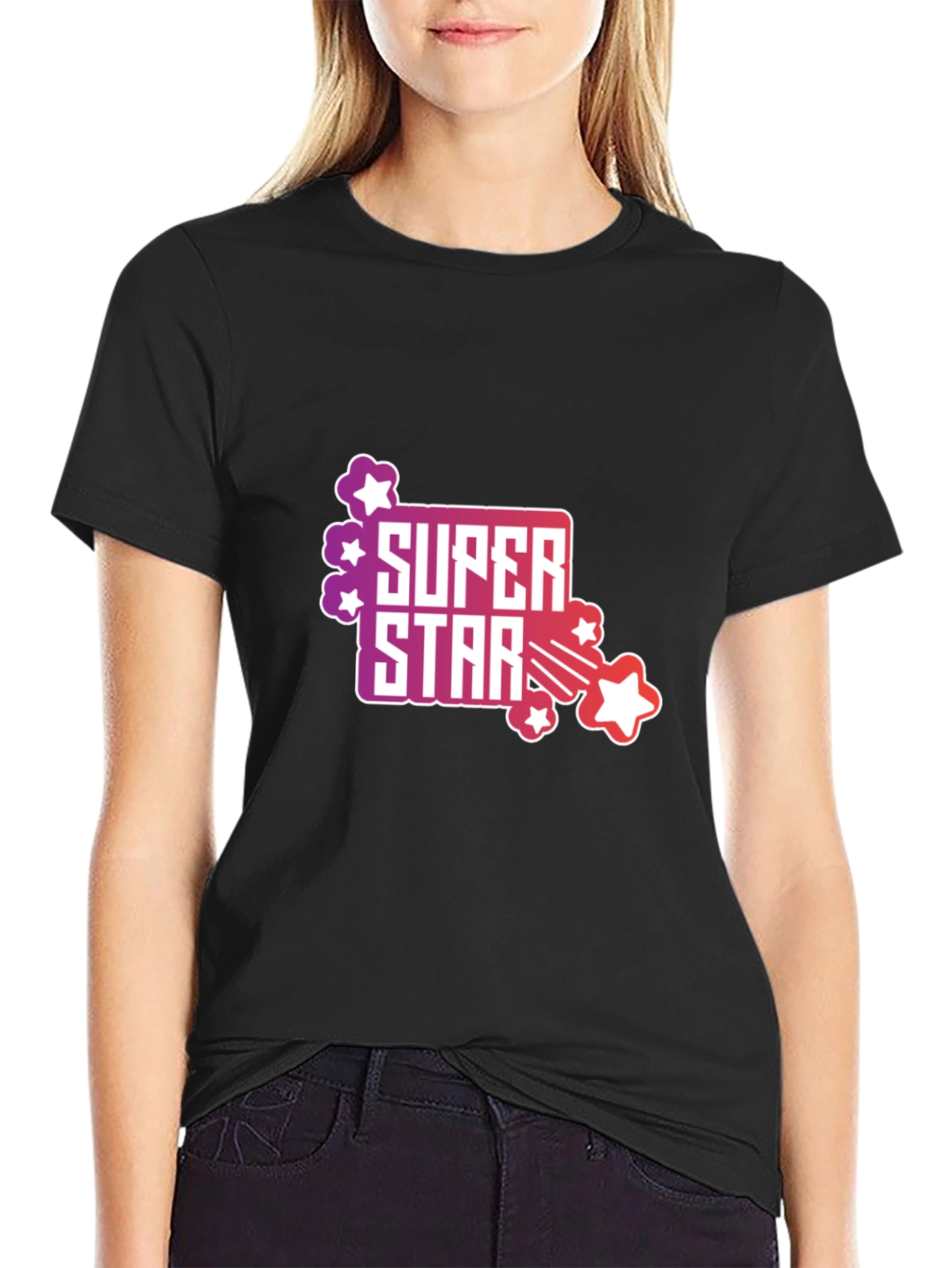 Black Super Star Graphic Tee - Men's Black T-Shirt view 2