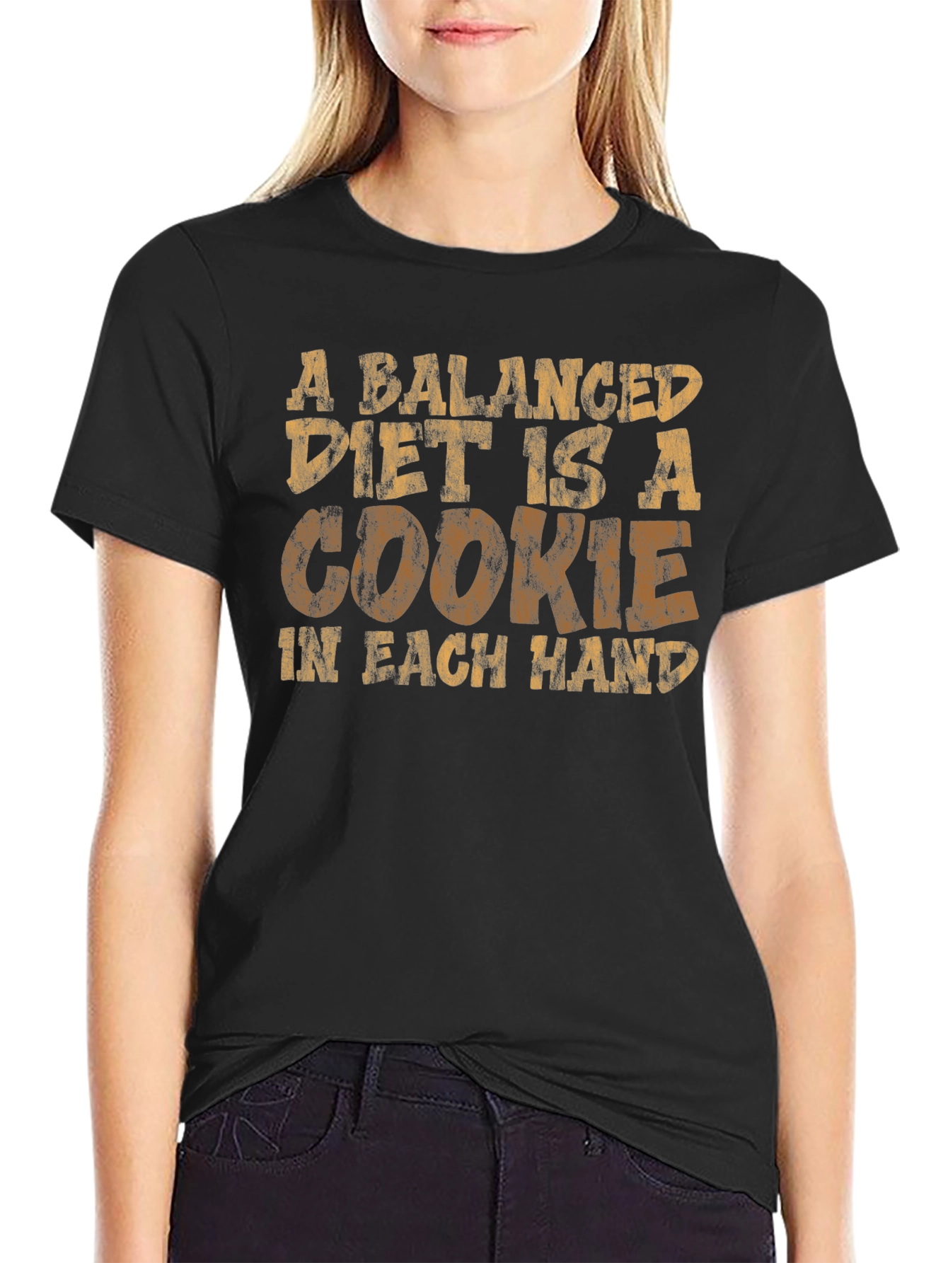 Black Balanced Diet Cookie T-Shirt - Funny Graphic Tee view 2