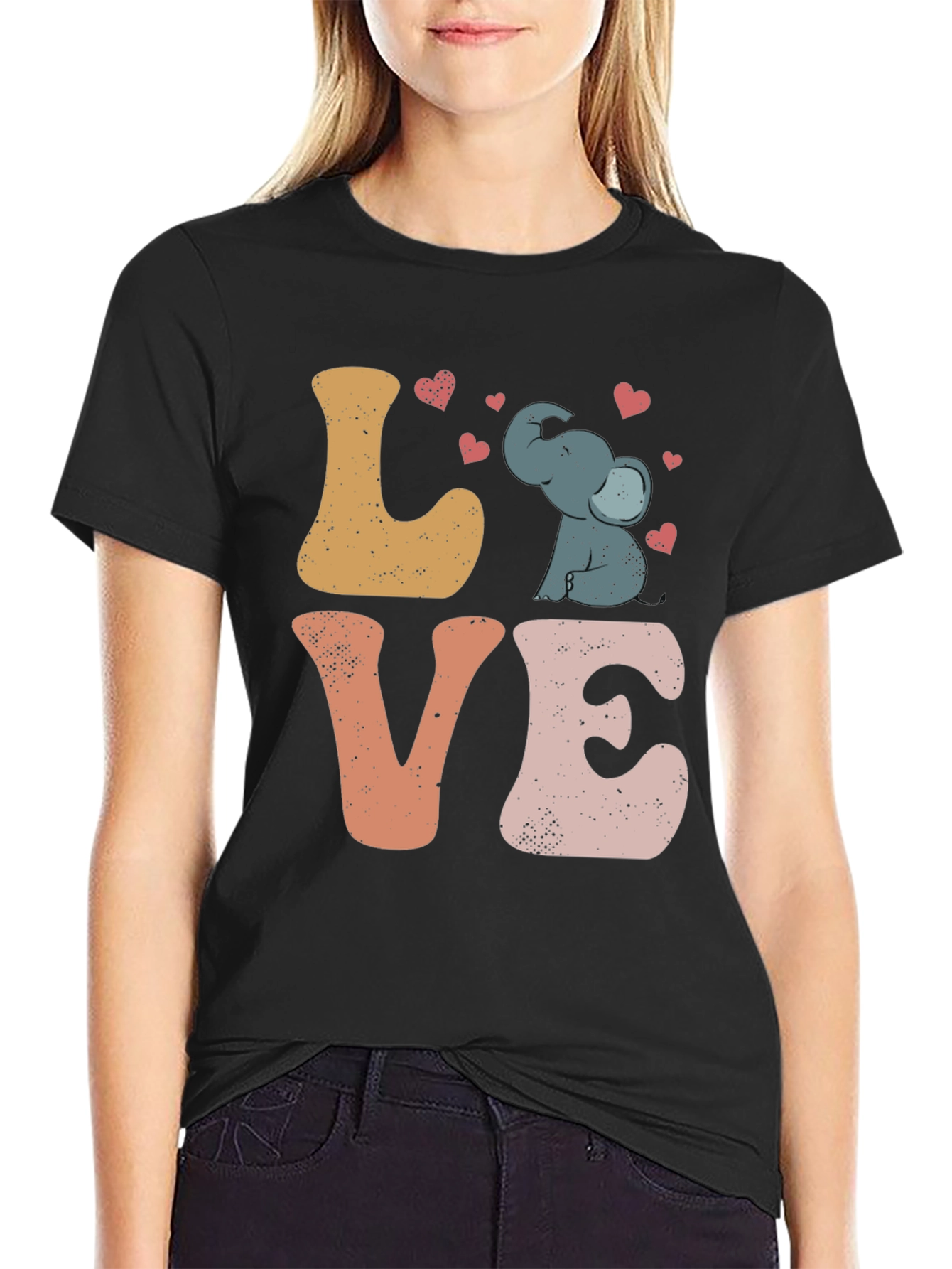 Black Elephant Love Graphic Tee view 2