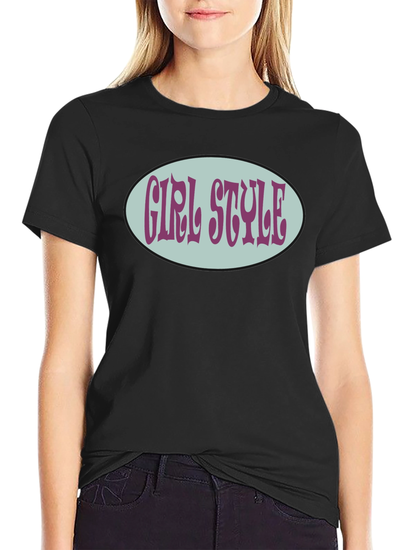 Black Girl Style Graphic Tee - Retro Oval Design view 2