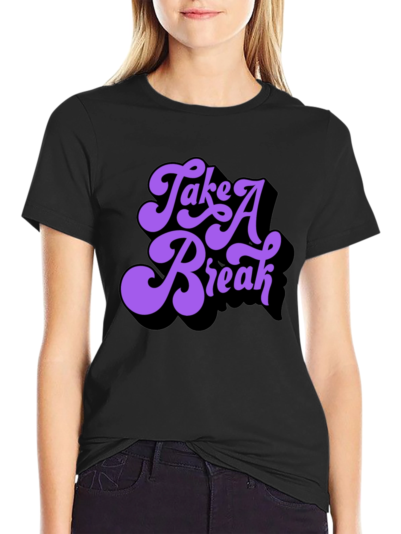 Black Take a Break Graphic T-Shirt - Retro Style view 2