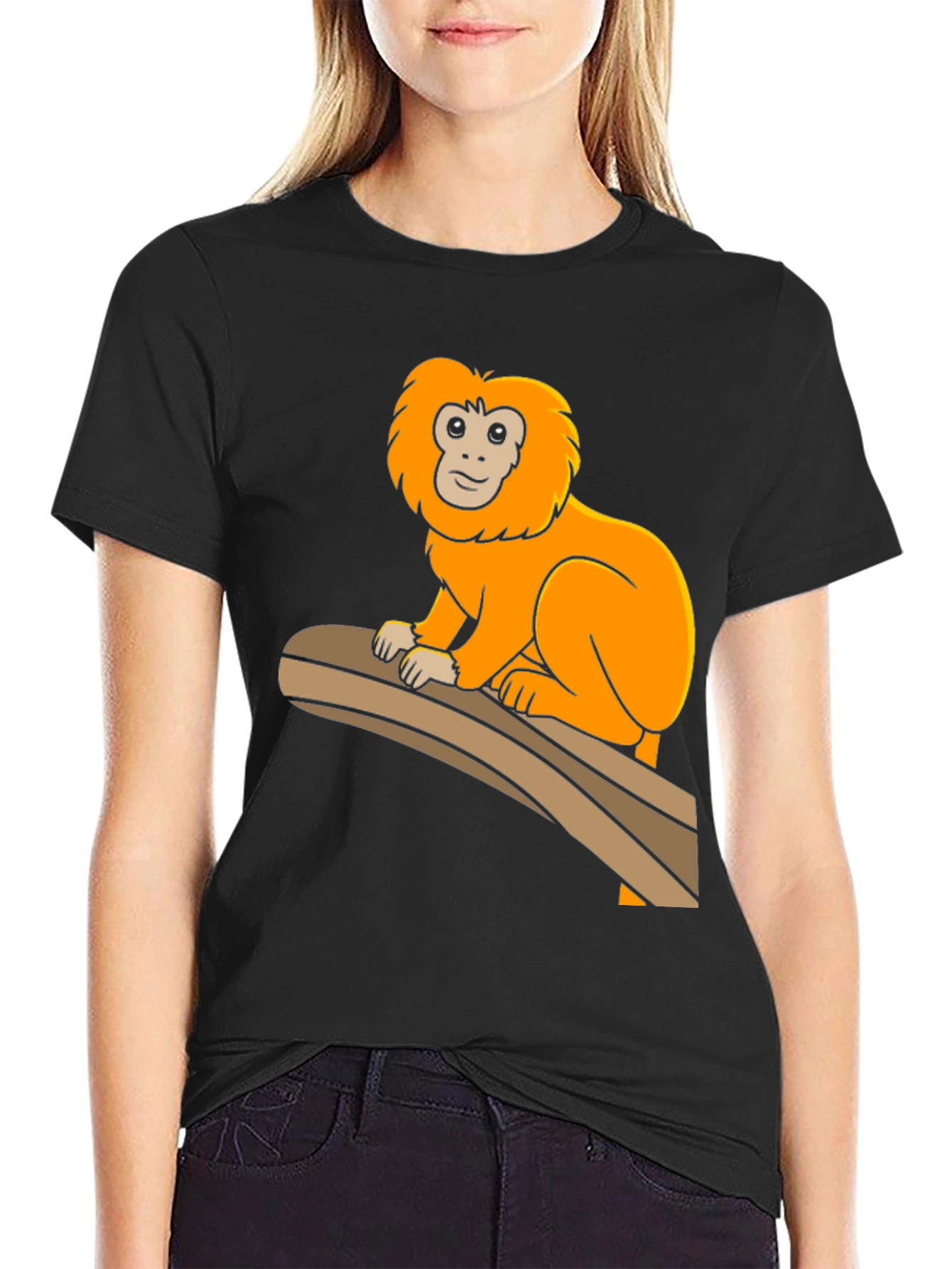 Black Monkey Graphic Tee - Black Cotton T-Shirt view 2