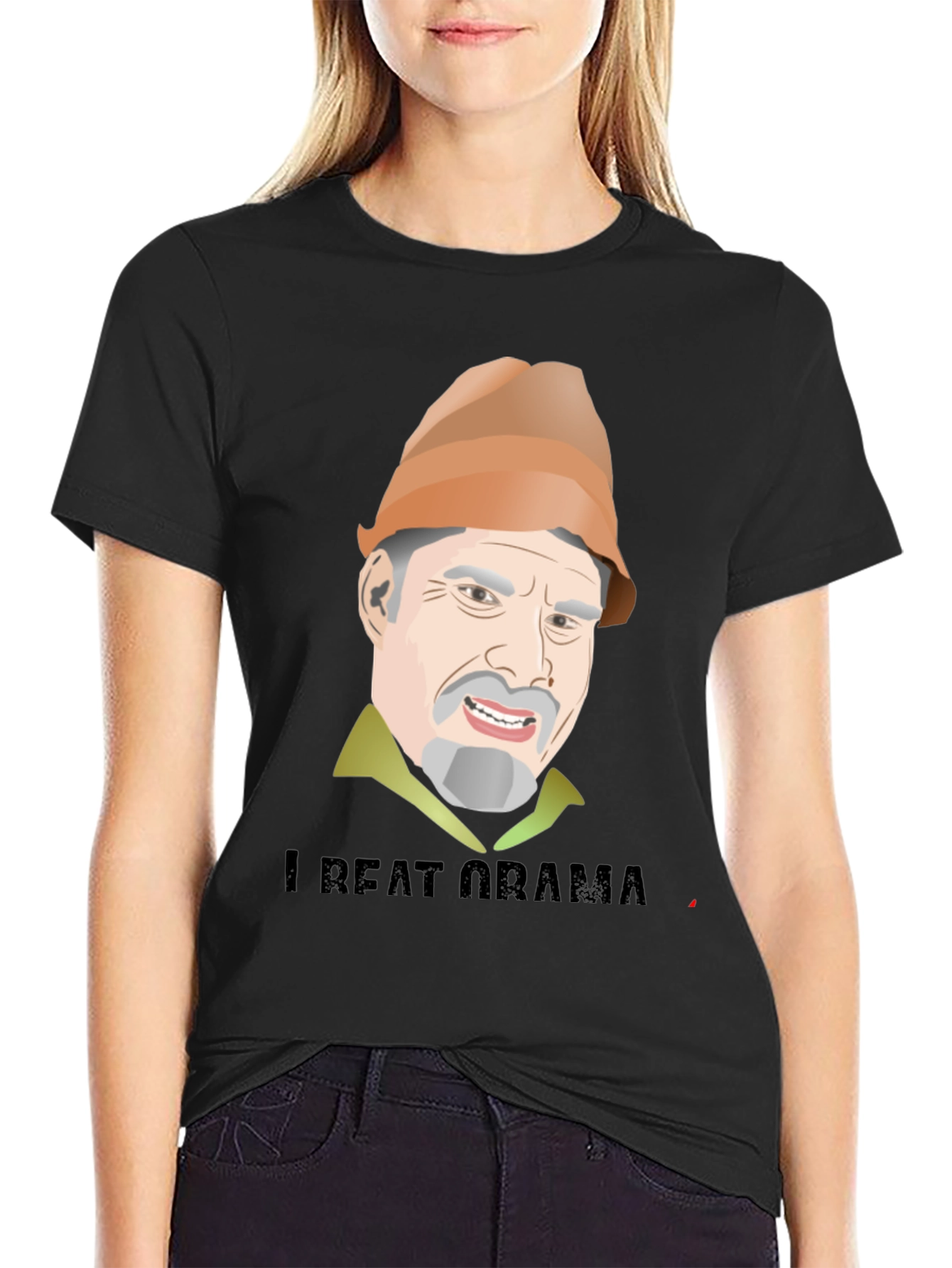 Black I Beat Obama T-Shirt Funny Political Humor Tee view 2
