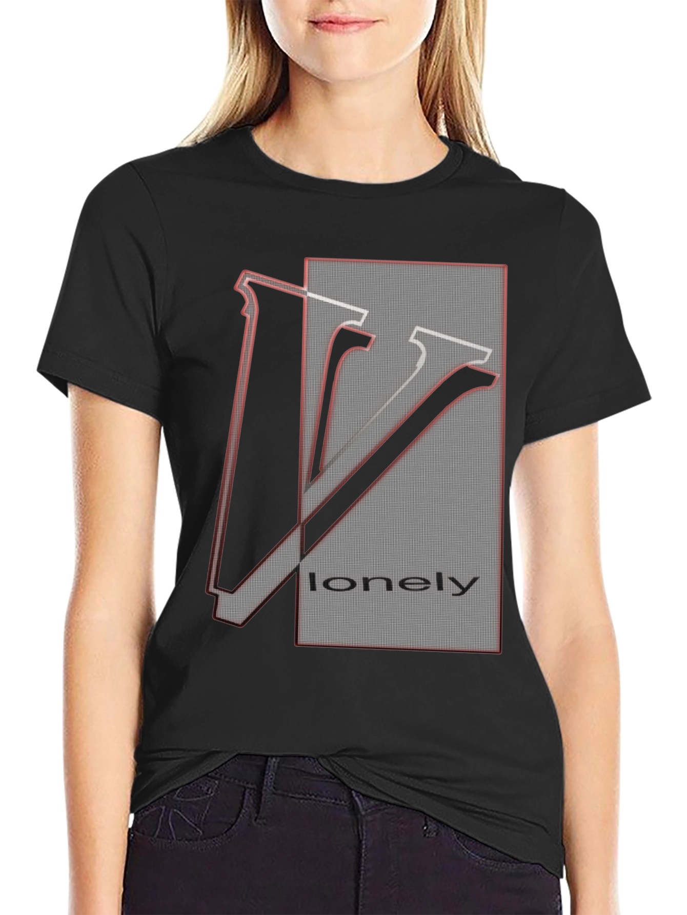 Black Lonely Graphic Tee - Unique Design, Soft Cotton Blend view 2