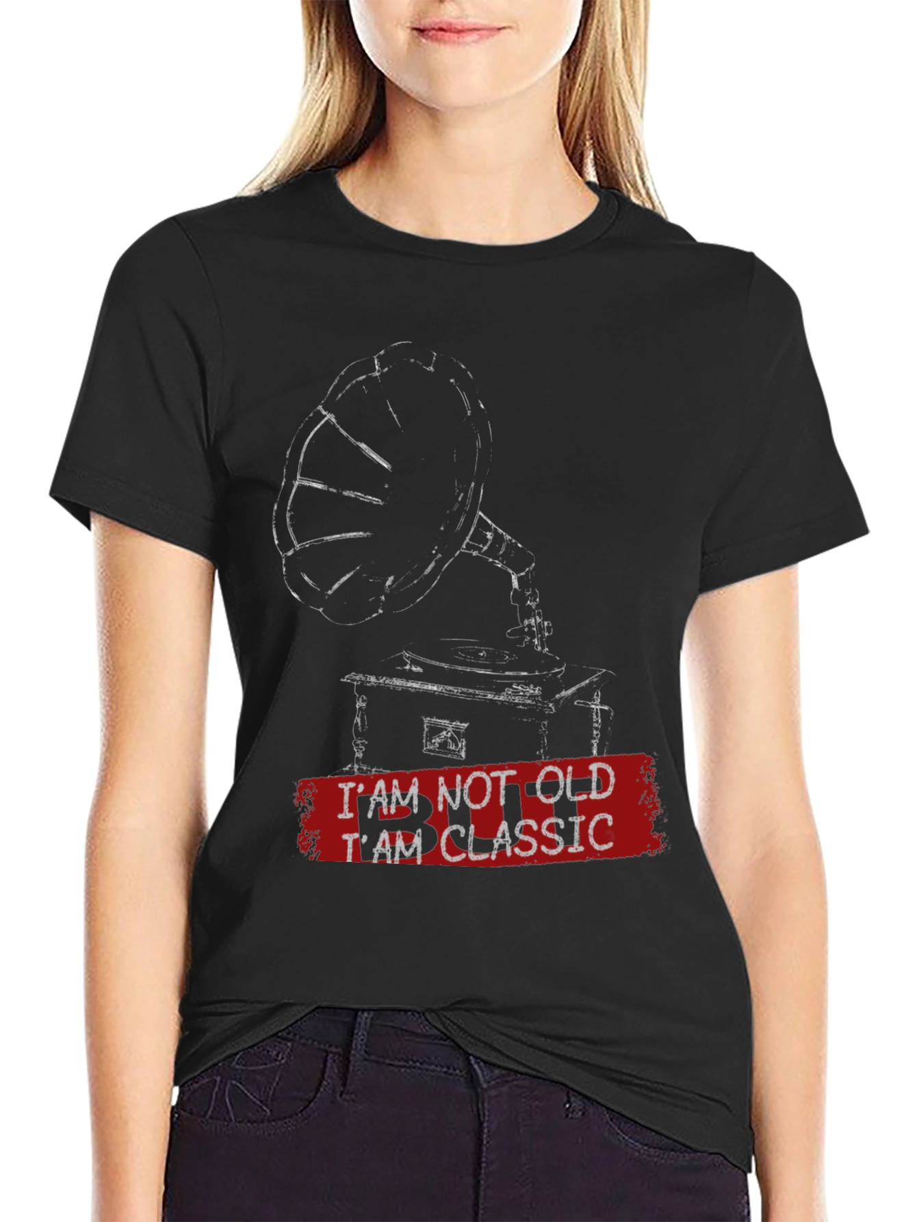 Black Classic Phonograph Graphic Tee - I'm Not Old, I'm Classic view 2