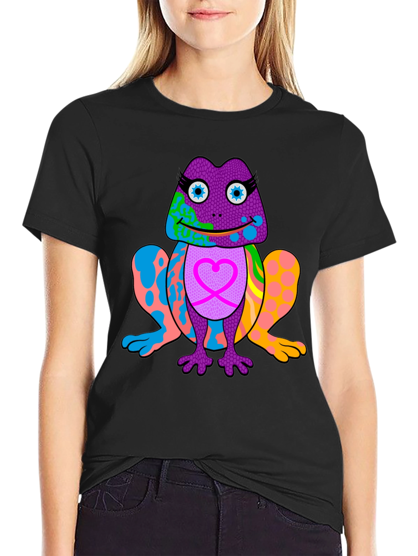 Black Funky Frog Graphic Tee - Vibrant & Unique Design view 2
