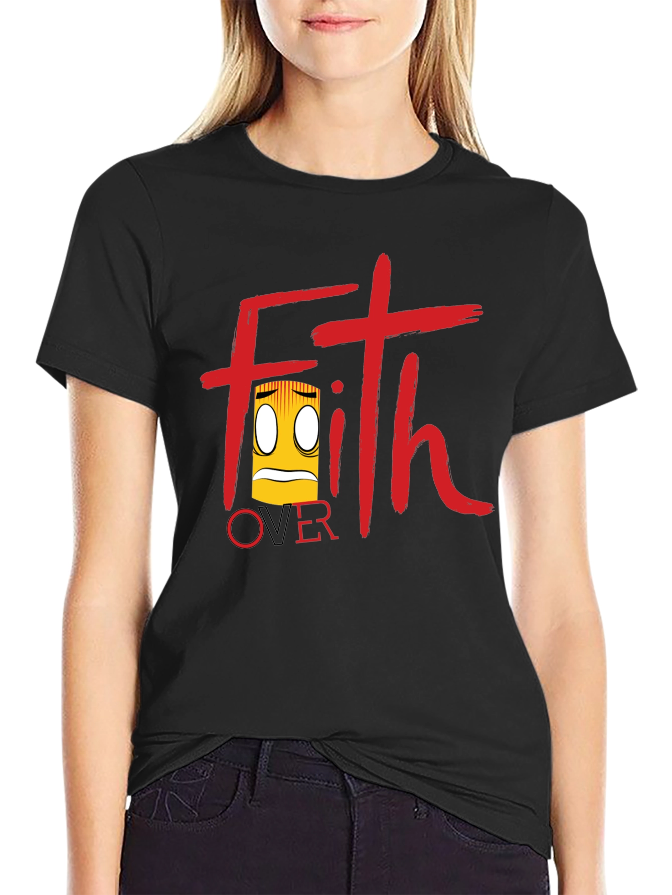 Black Faith Over Fear T-Shirt - Black Graphic Tee view 2