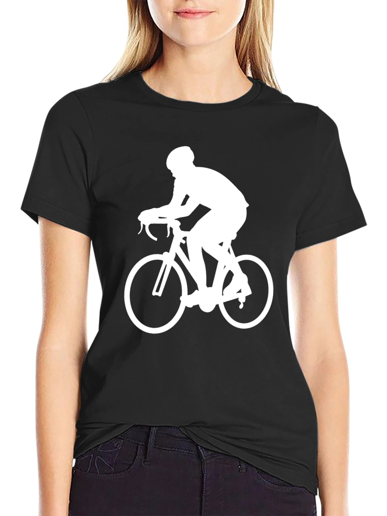 Black Cyclist Graphic Tee - Black Cotton Blend view 2