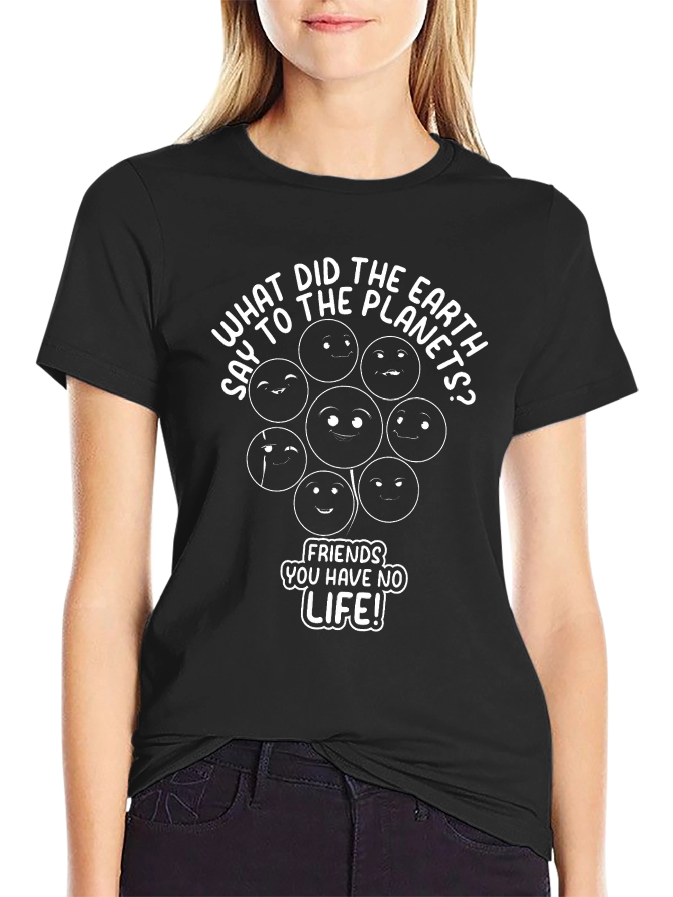 Black Earth to Planets Funny Graphic T-Shirt view 2