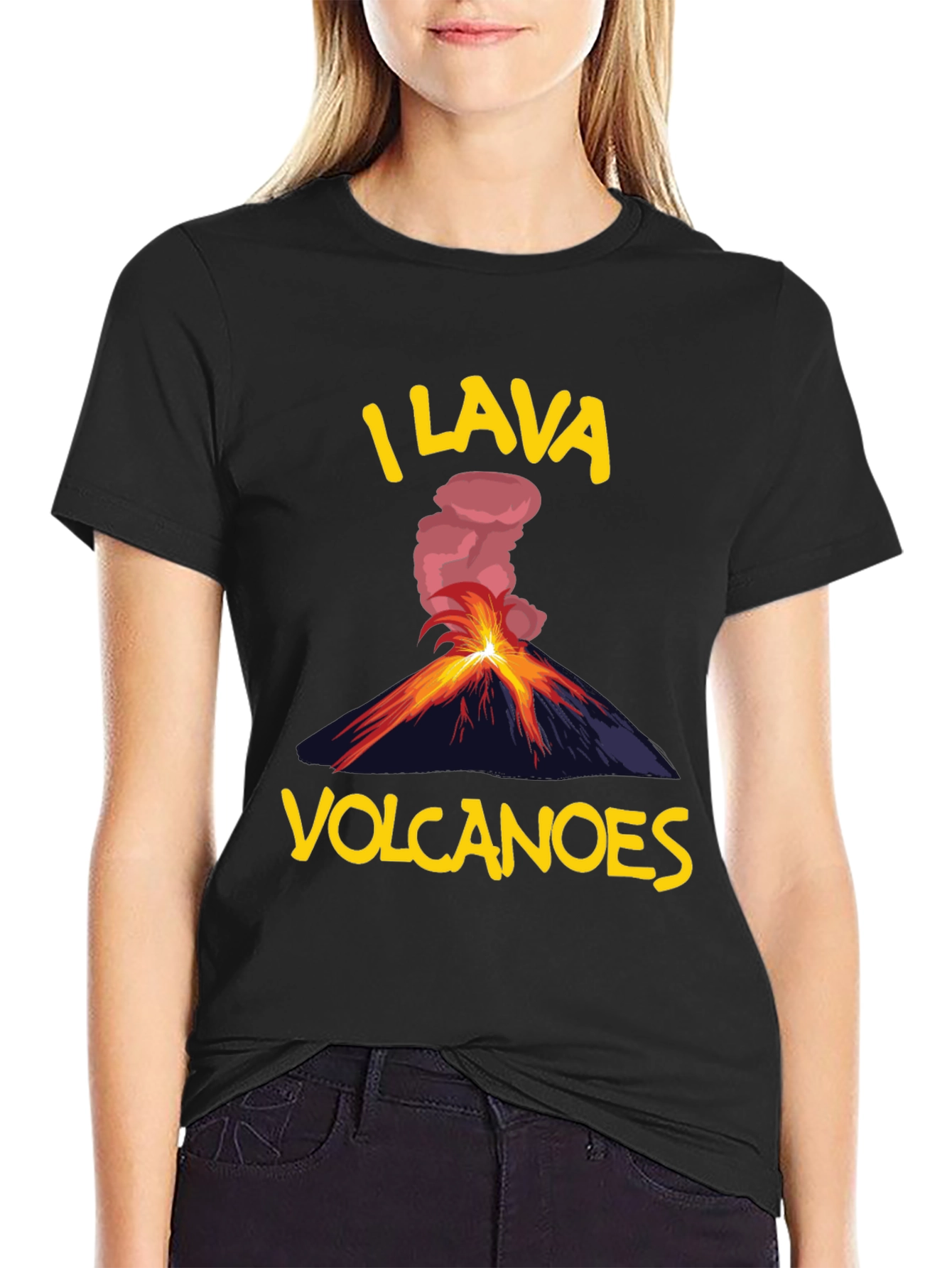 Black I Lava Volcanoes T-Shirt - Funny Volcano Lover Tee view 2