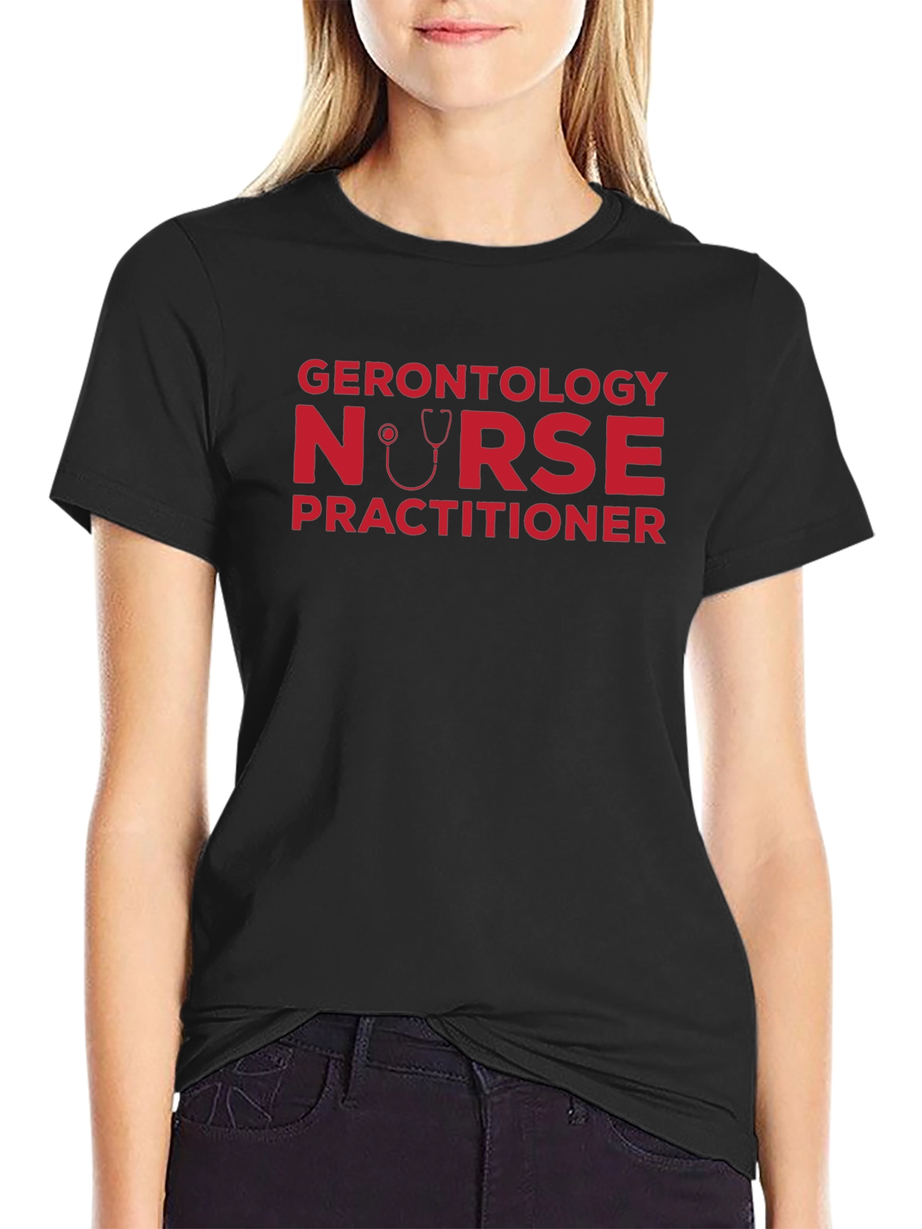 Black Gerontology Nurse Practitioner Black T-Shirt view 2
