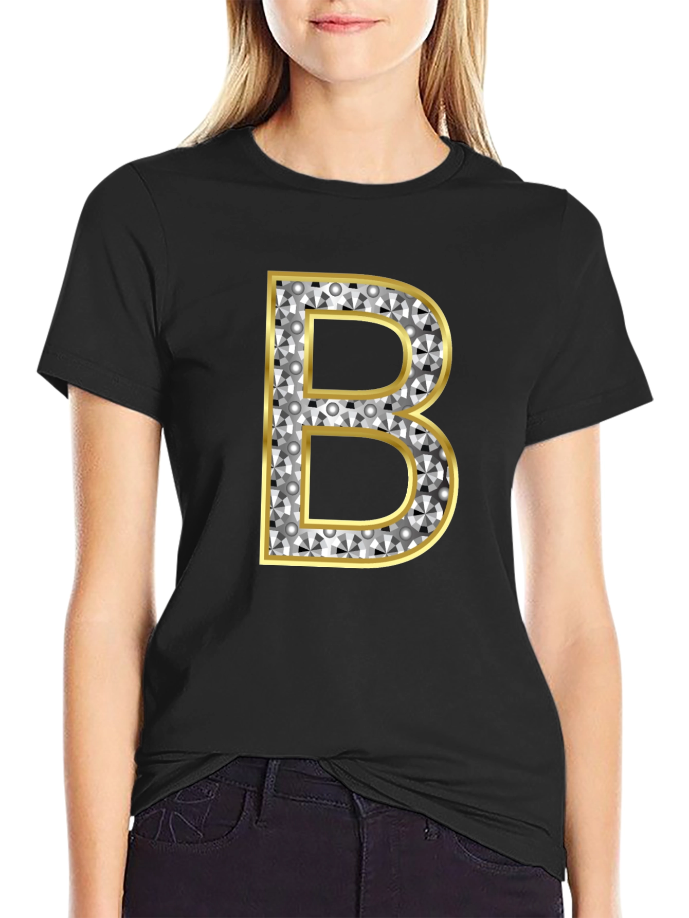 Black Diamond Initial B Graphic Tee - Black view 2