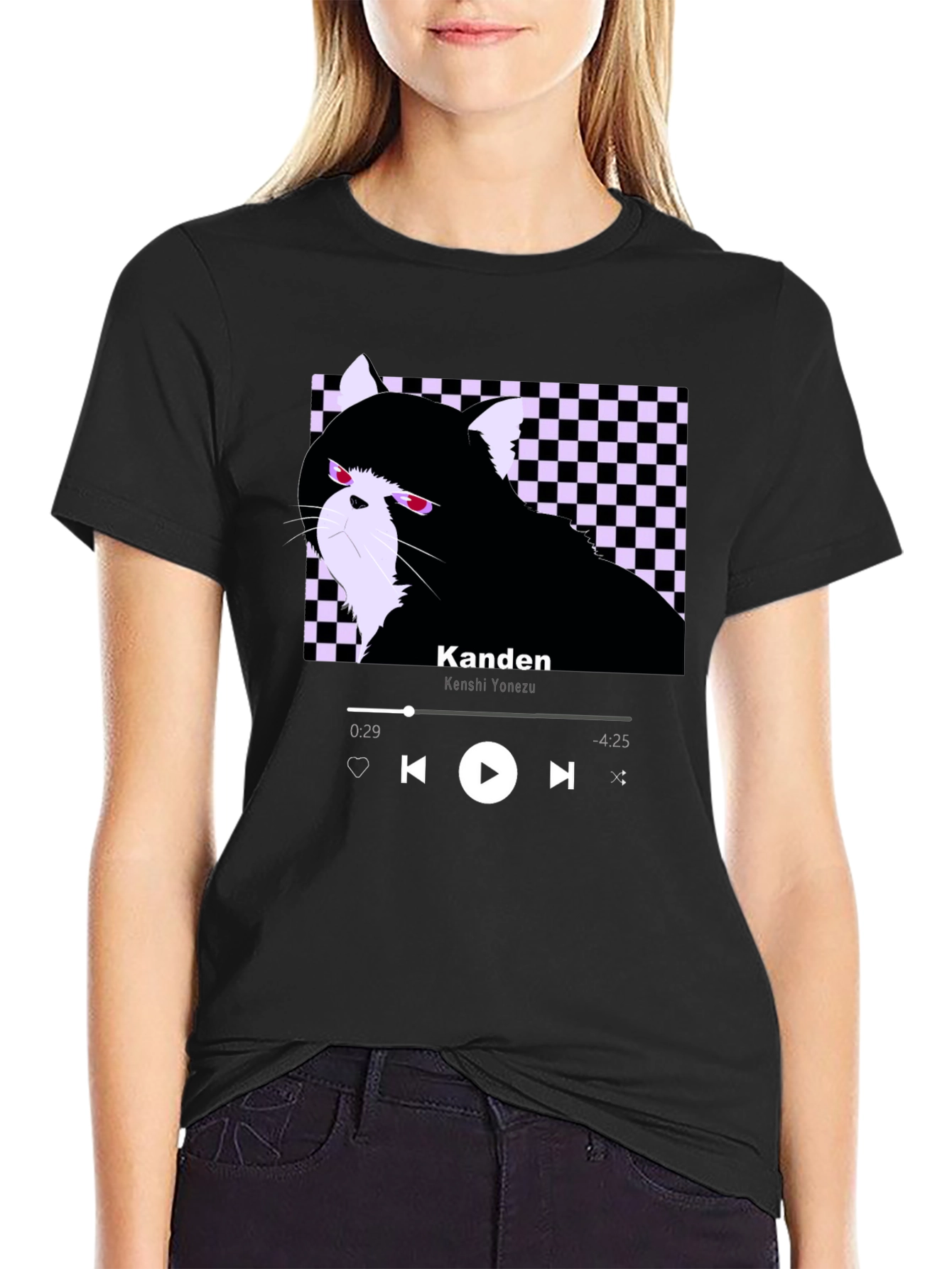 Black Kanden Cat T-Shirt - Graphic Tee view 2
