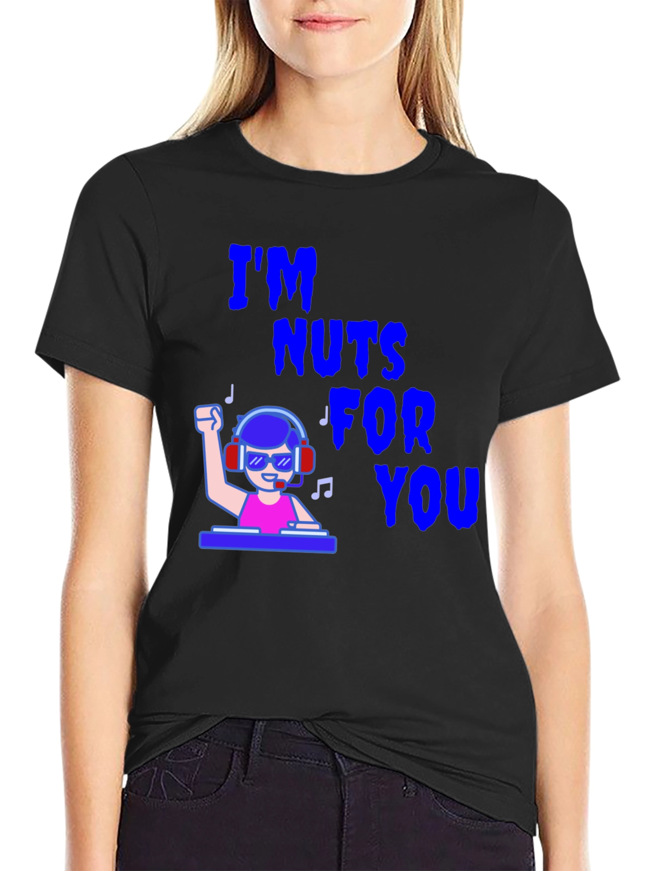 Black I'm Nuts For You DJ Graphic T-Shirt view 2