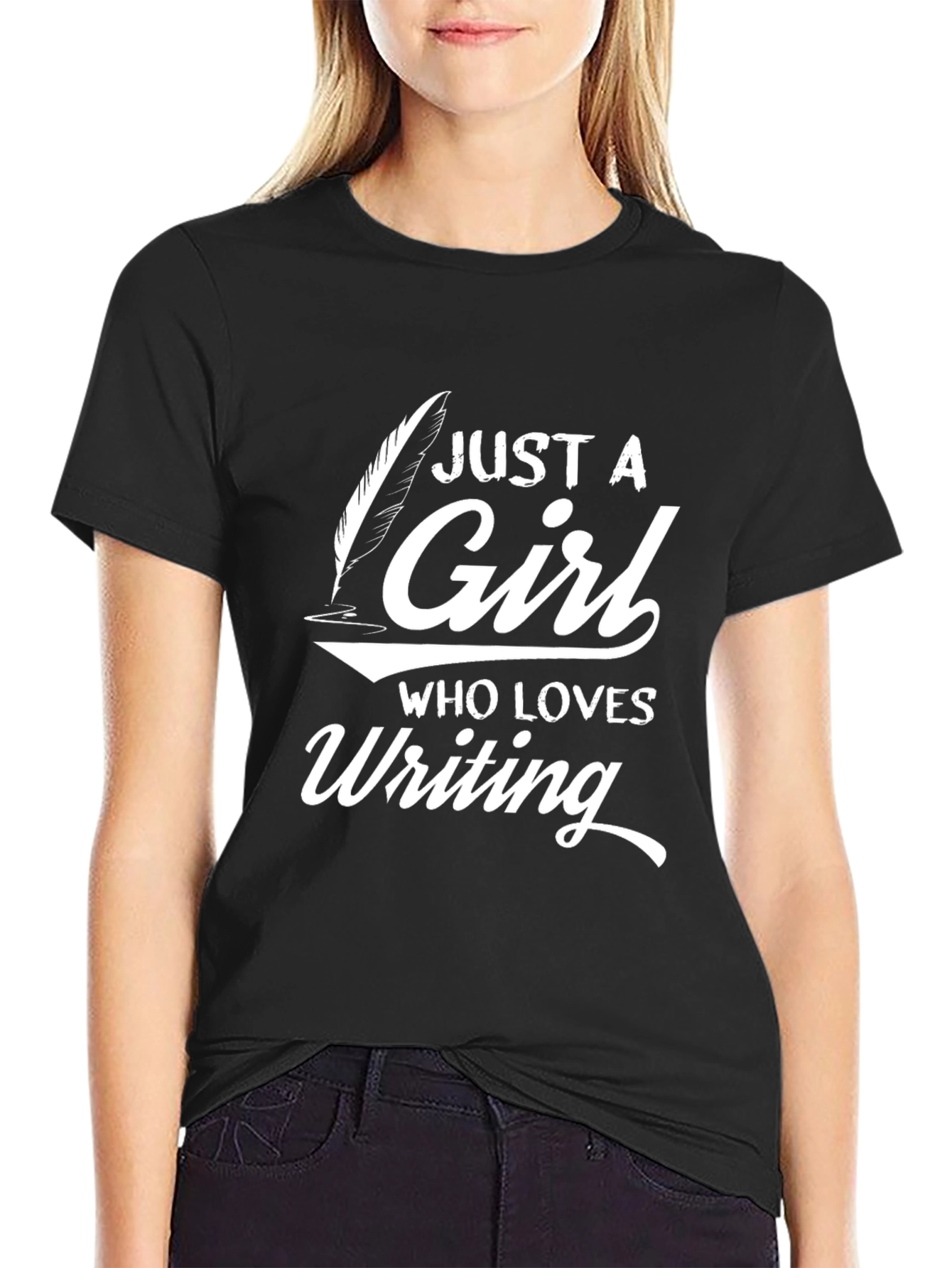 Black Just a Girl Who Loves Writing T-Shirt view 2