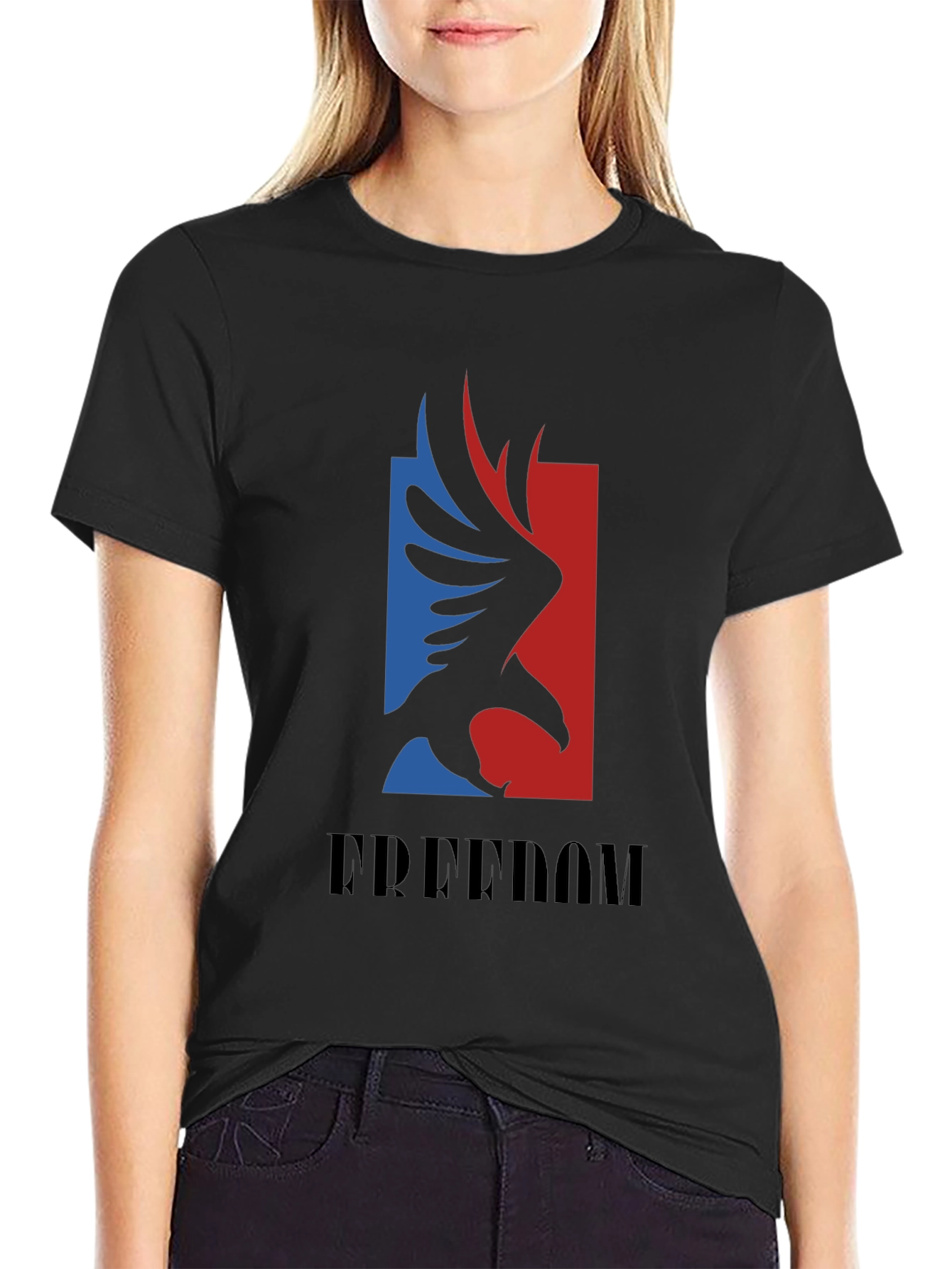 Black Freedom Eagle Graphic Tee - Patriotic Black T-Shirt view 2