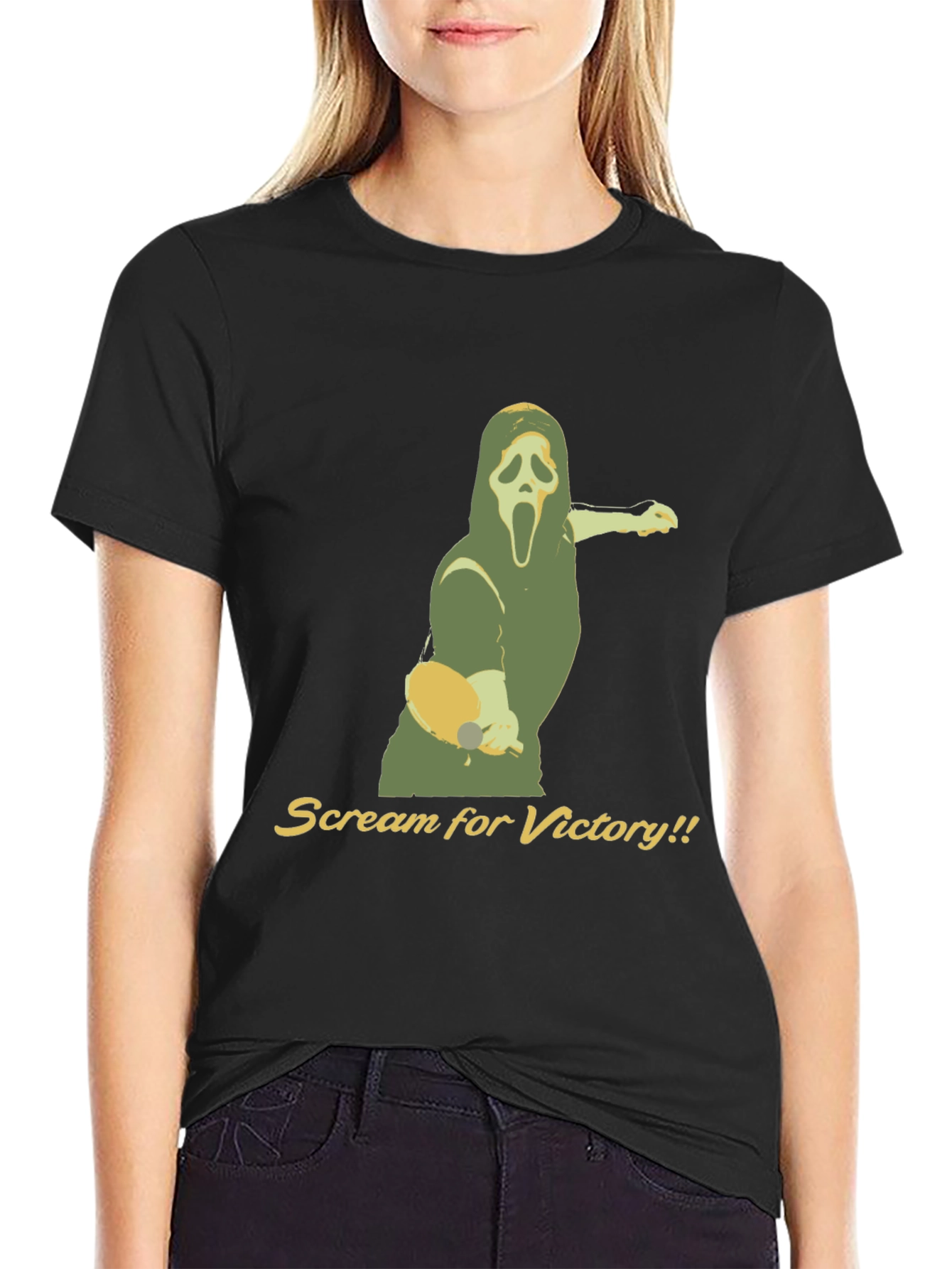 Black Scream for Victory Ping Pong T-Shirt - Black view 2