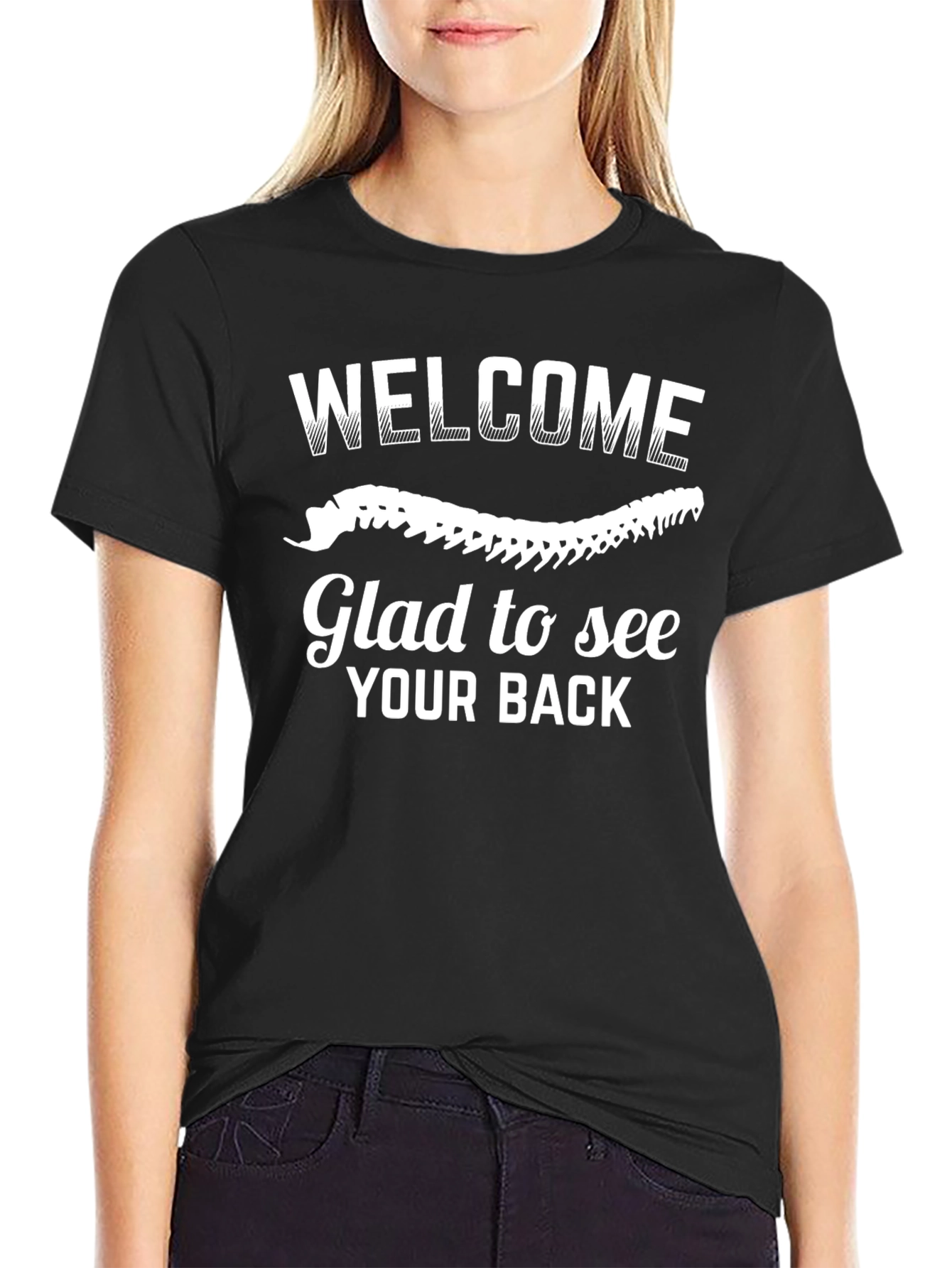 Black Welcome Glad to See Your Back Graphic Tee view 2