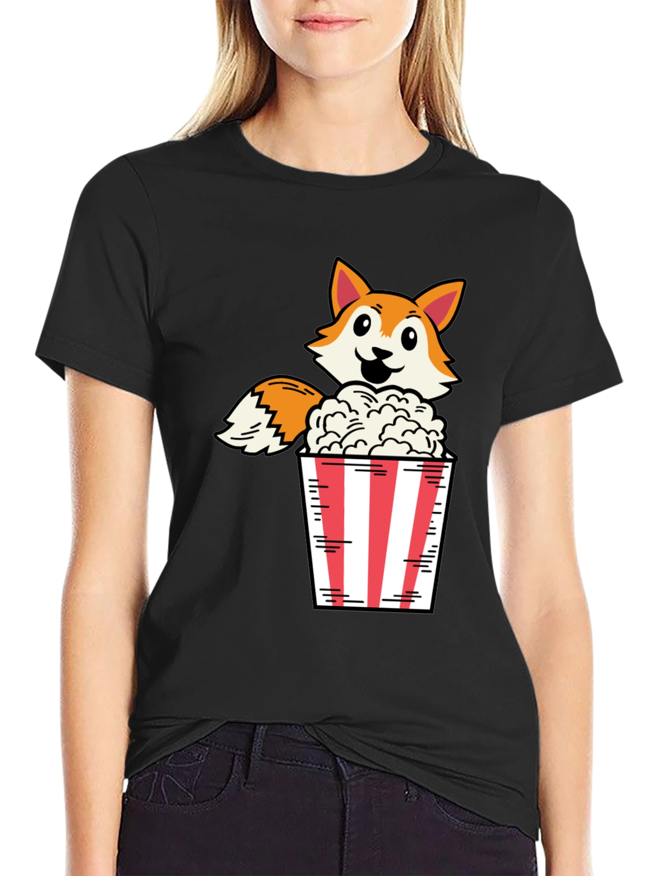 Black Fox Popcorn Black T-Shirt view 2