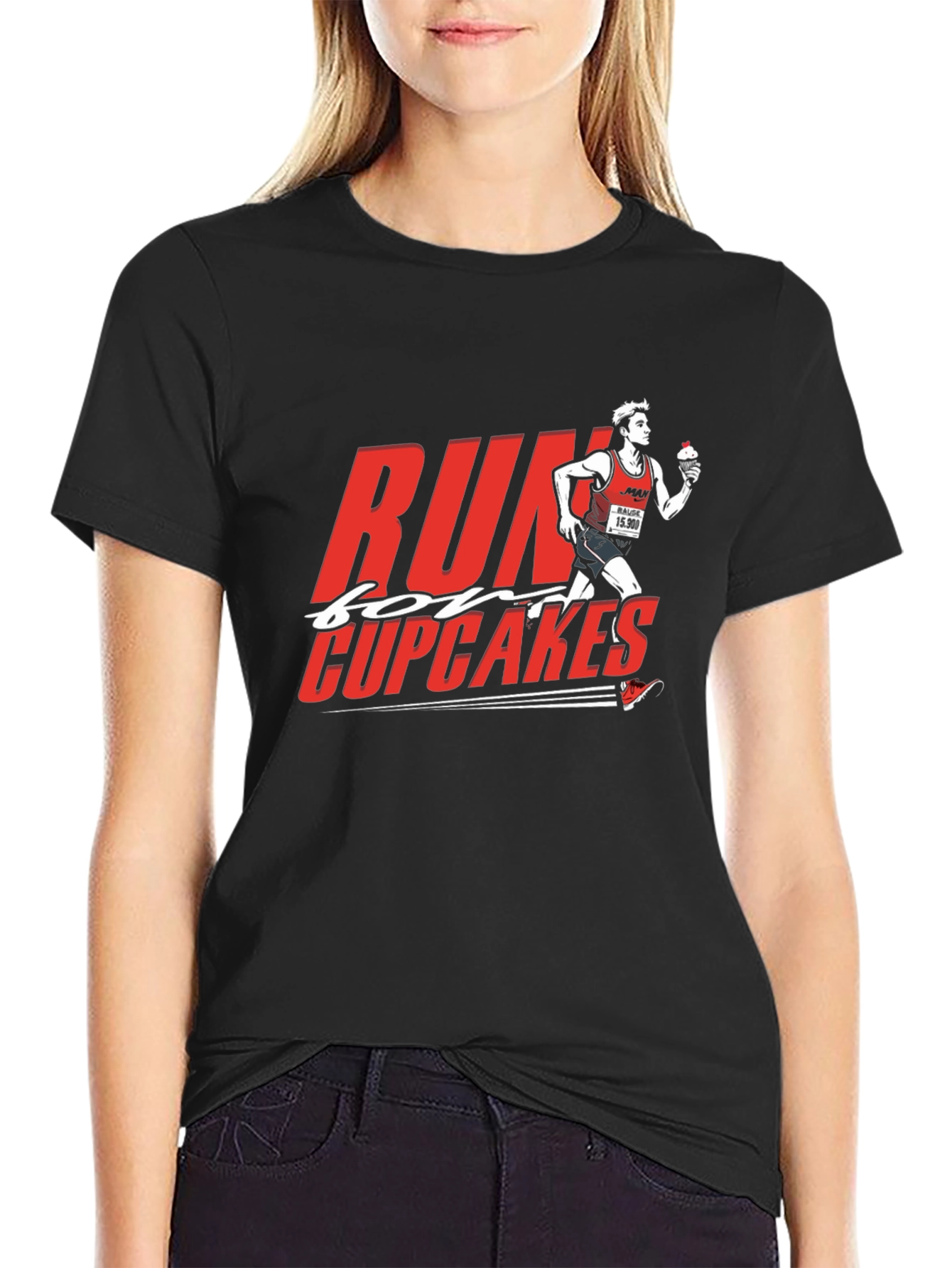Black Run for Cupcakes Graphic Tee - Black Cotton view 2