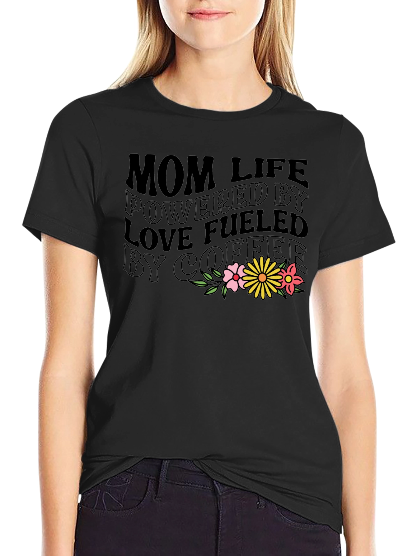 Black Mom Life Coffee T-Shirt view 2