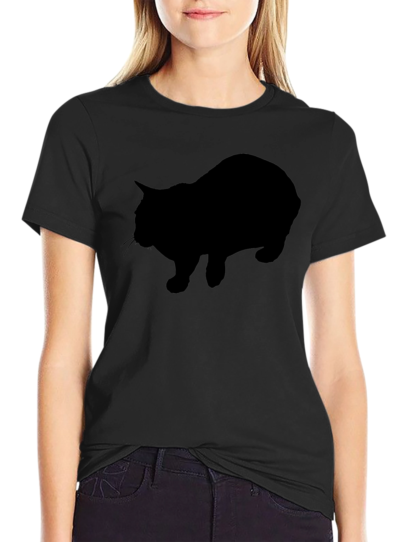 Black Black Cat Silhouette Graphic T-Shirt view 2