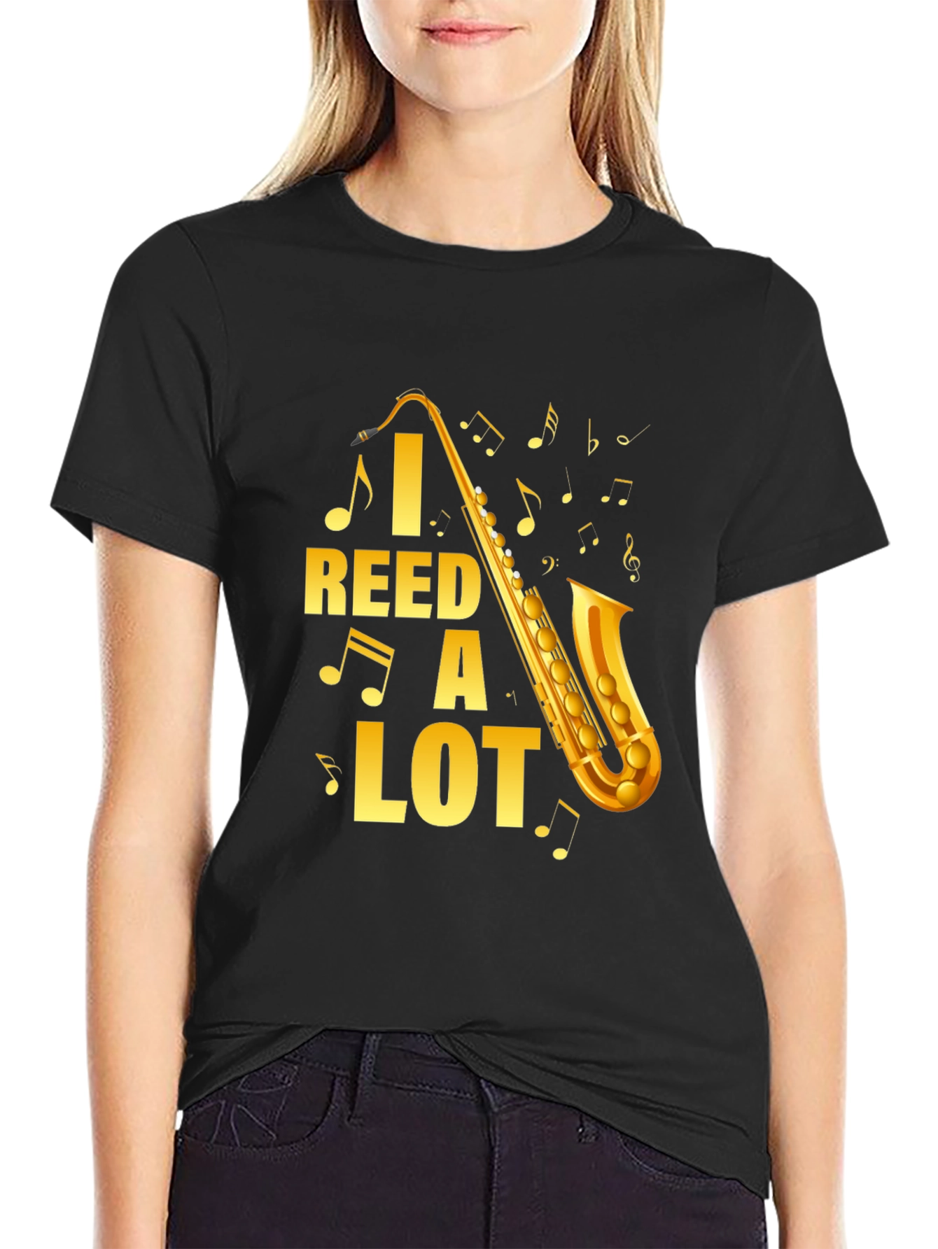 Black I Reed A Lot Saxophone Graphic T-Shirt view 2